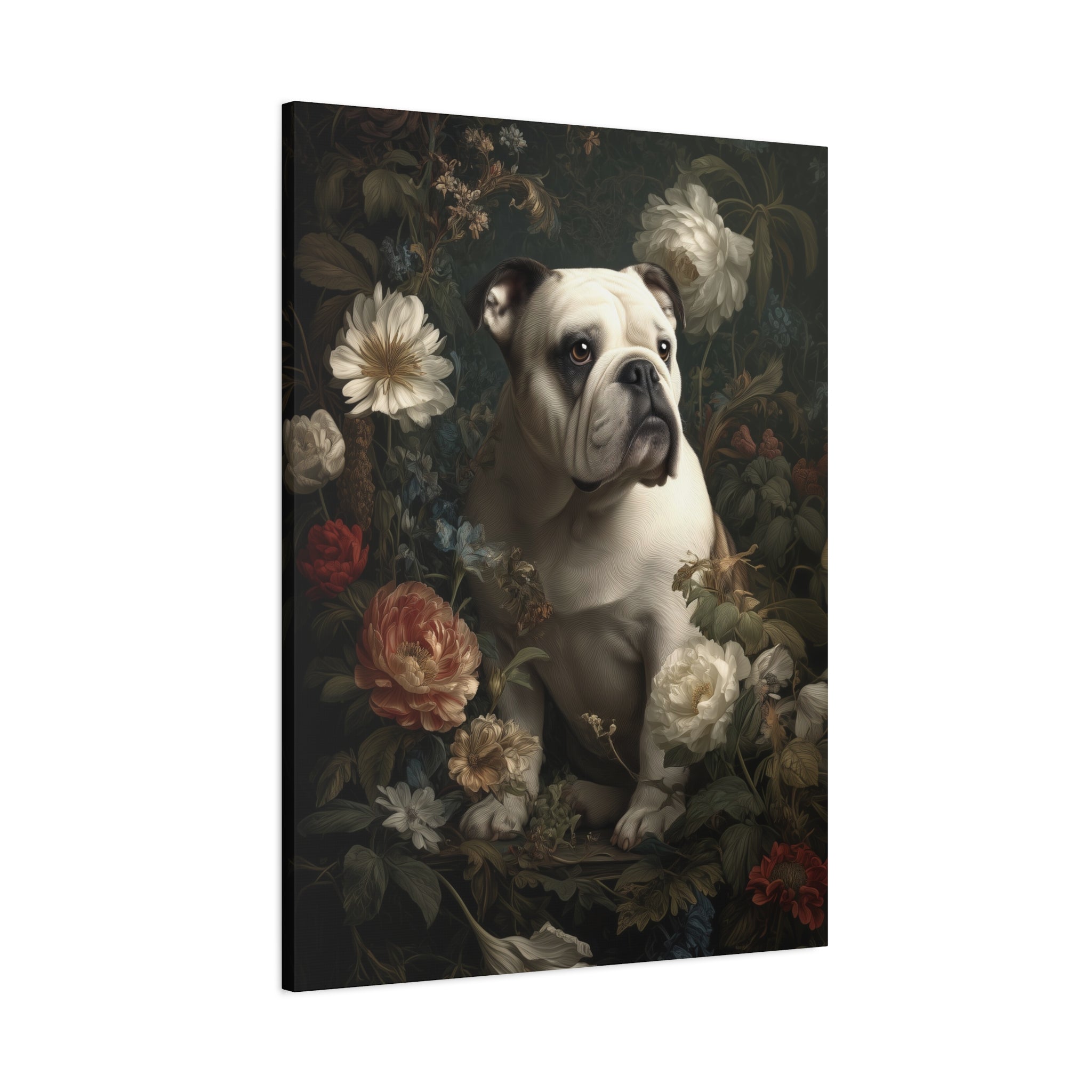 Botanical Bulldog Canvas Art