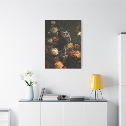 Botanical Pit Bull Canvas Art
