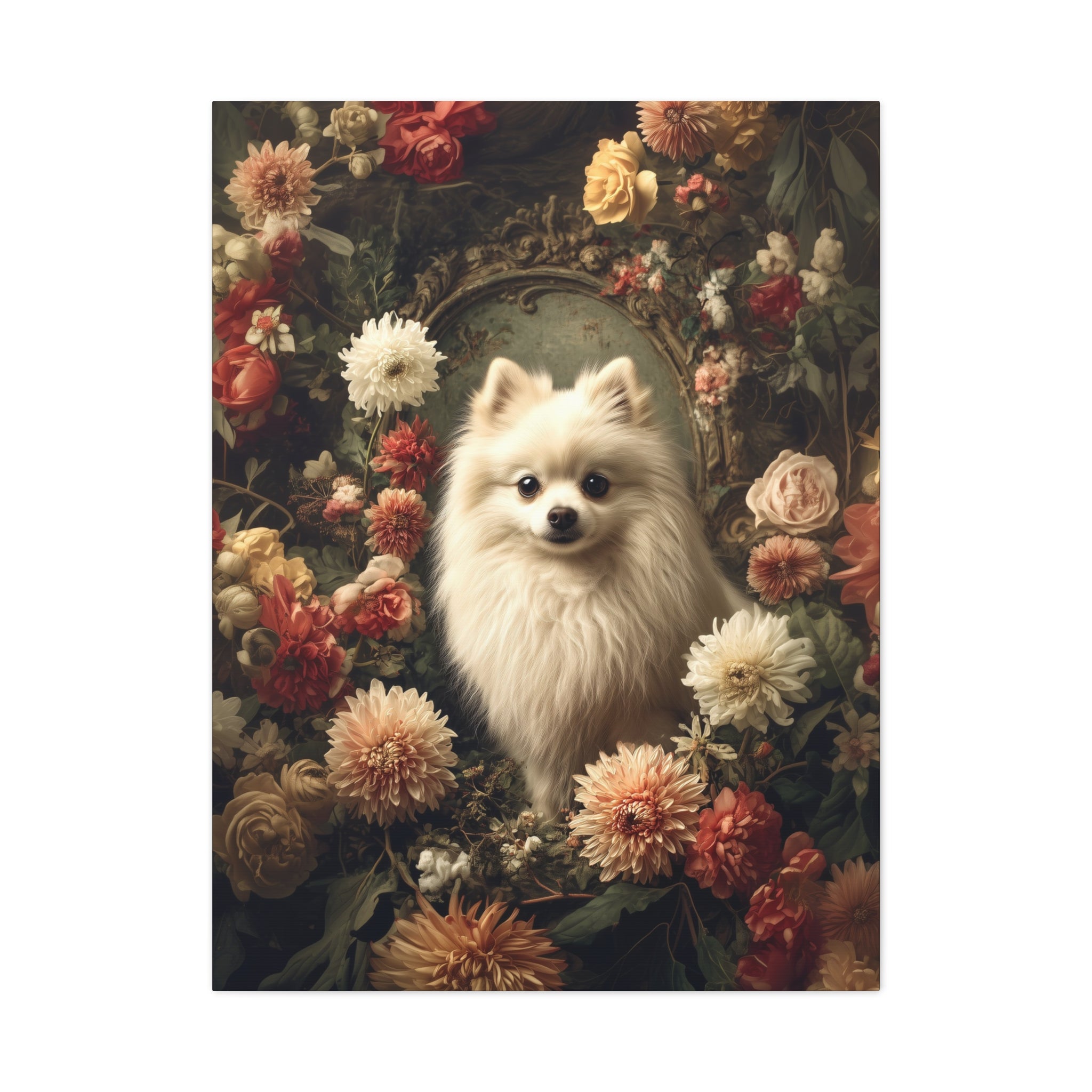 Botanical Pomeranian Canvas Art