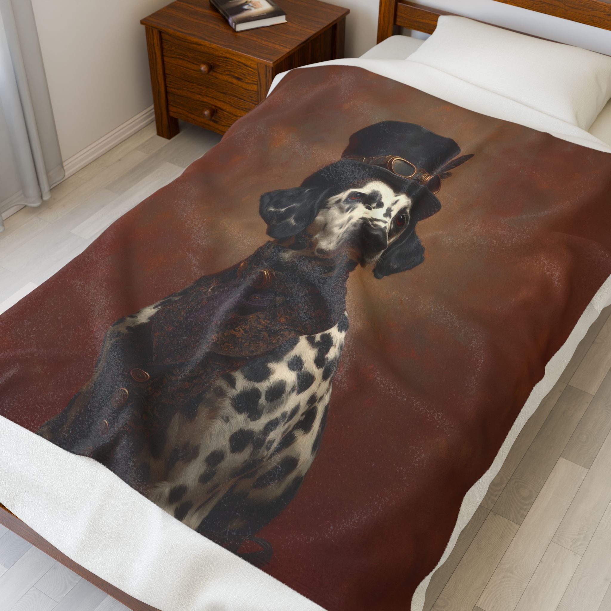 Steampunk Dalmatian Plush Blanket