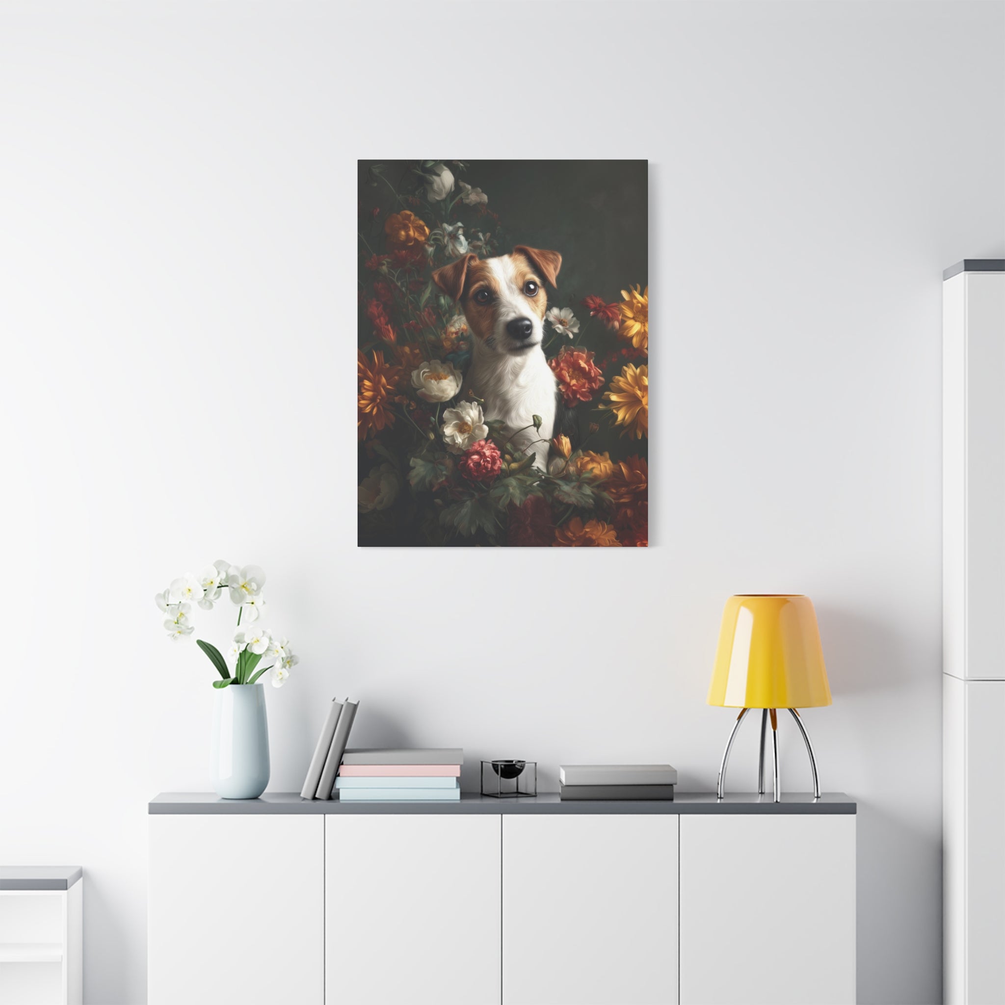 Botanical Jack Russell Terrier Canvas Art