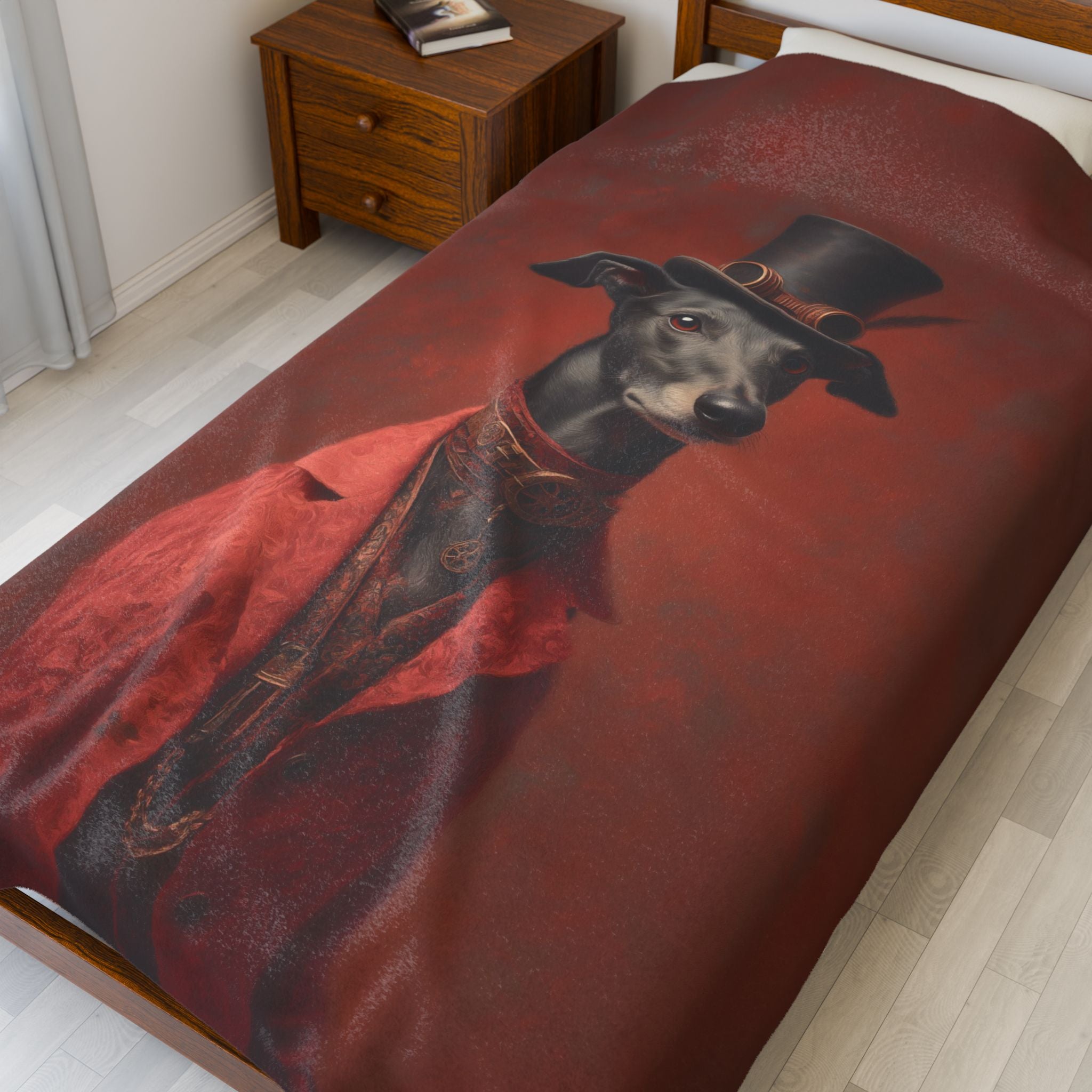 Steampunk Greyhound Plush Blanket