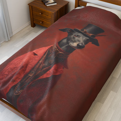 Steampunk Greyhound Plush Blanket