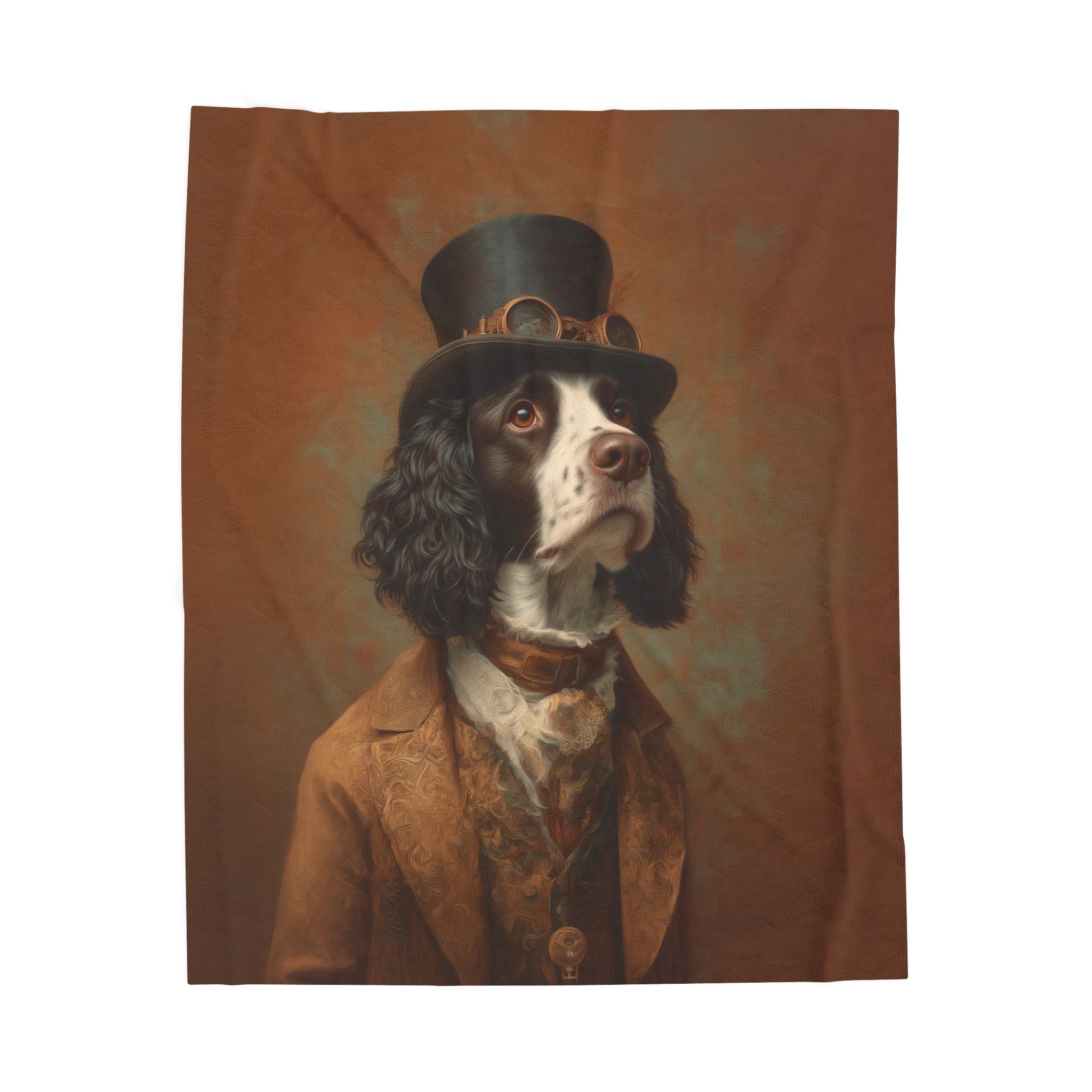 Steampunk English Springer Spaniel Plush Blanket