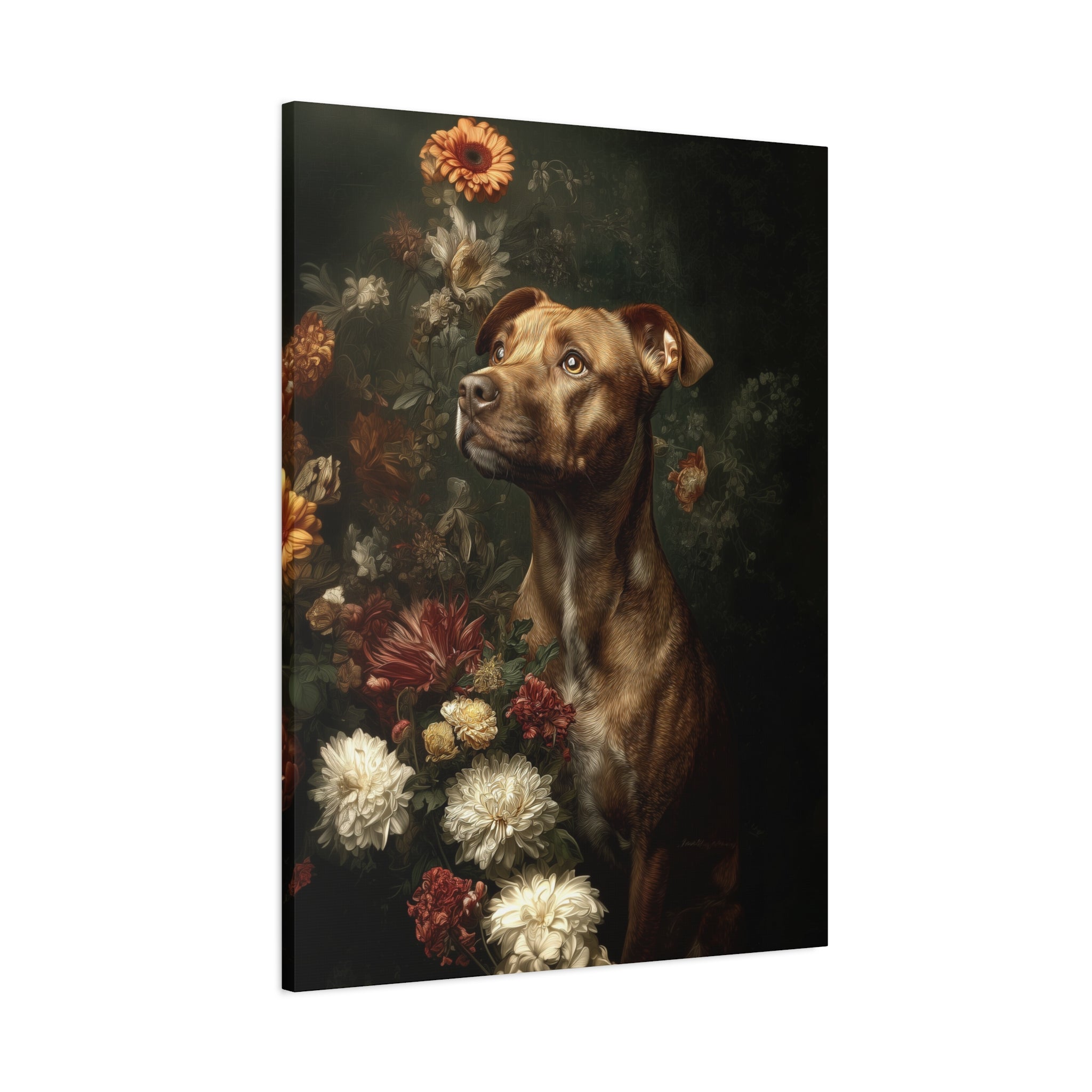 Botanical Staffordshire Bull Terrier Canvas Art