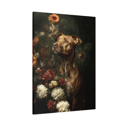 Botanical Staffordshire Bull Terrier Canvas Art