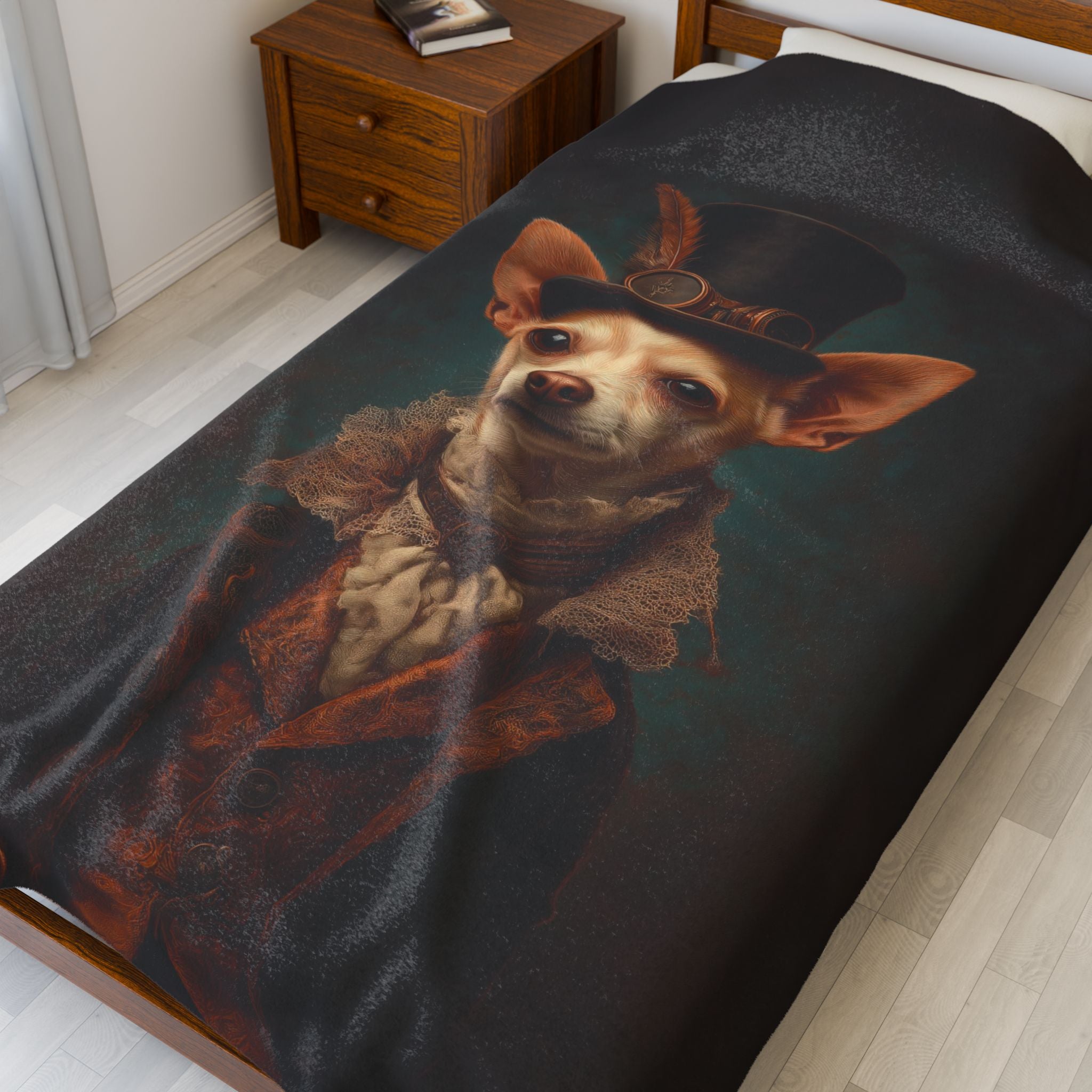Steampunk Chihuahua Plush Blanket