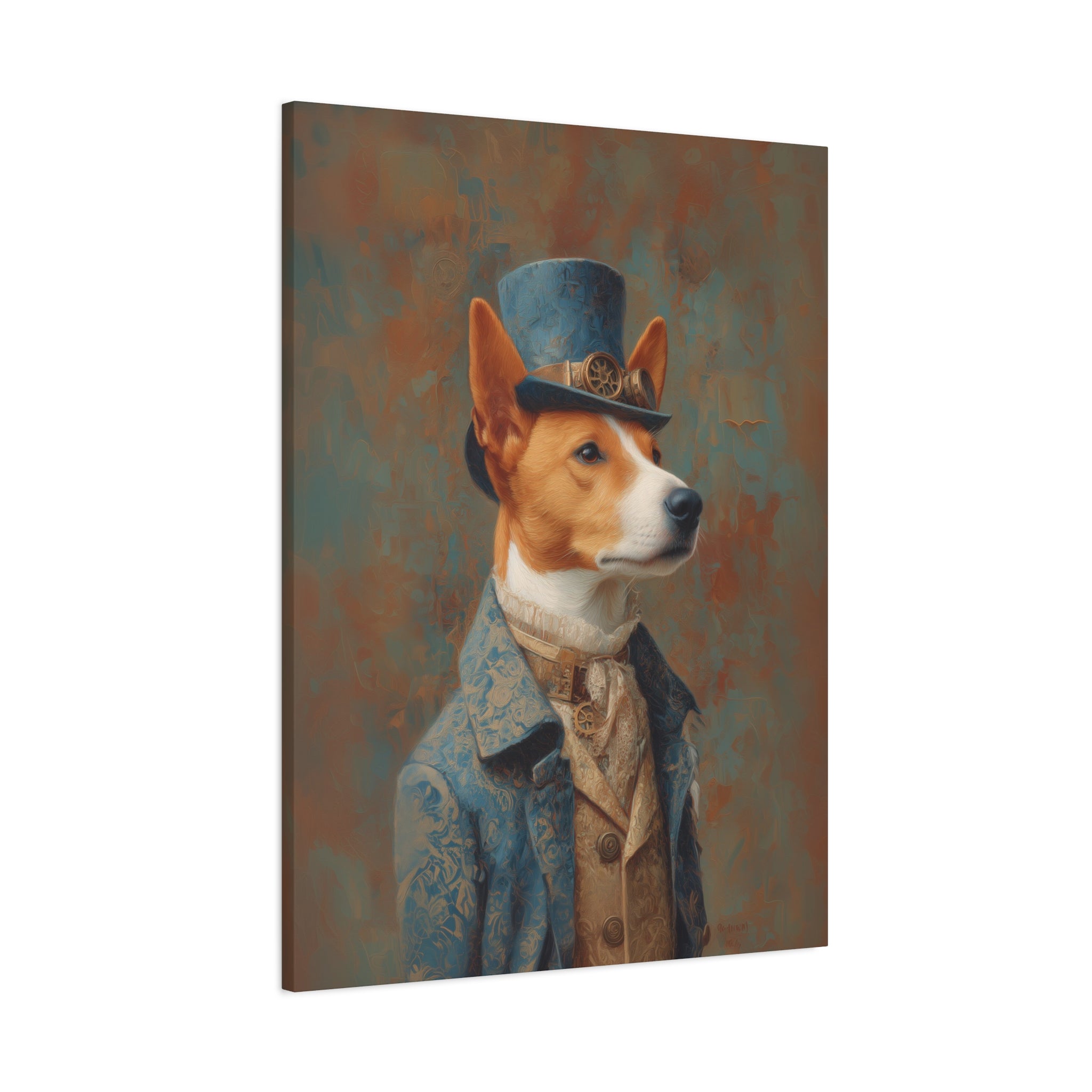 Steampunk Basenji Canvas Art