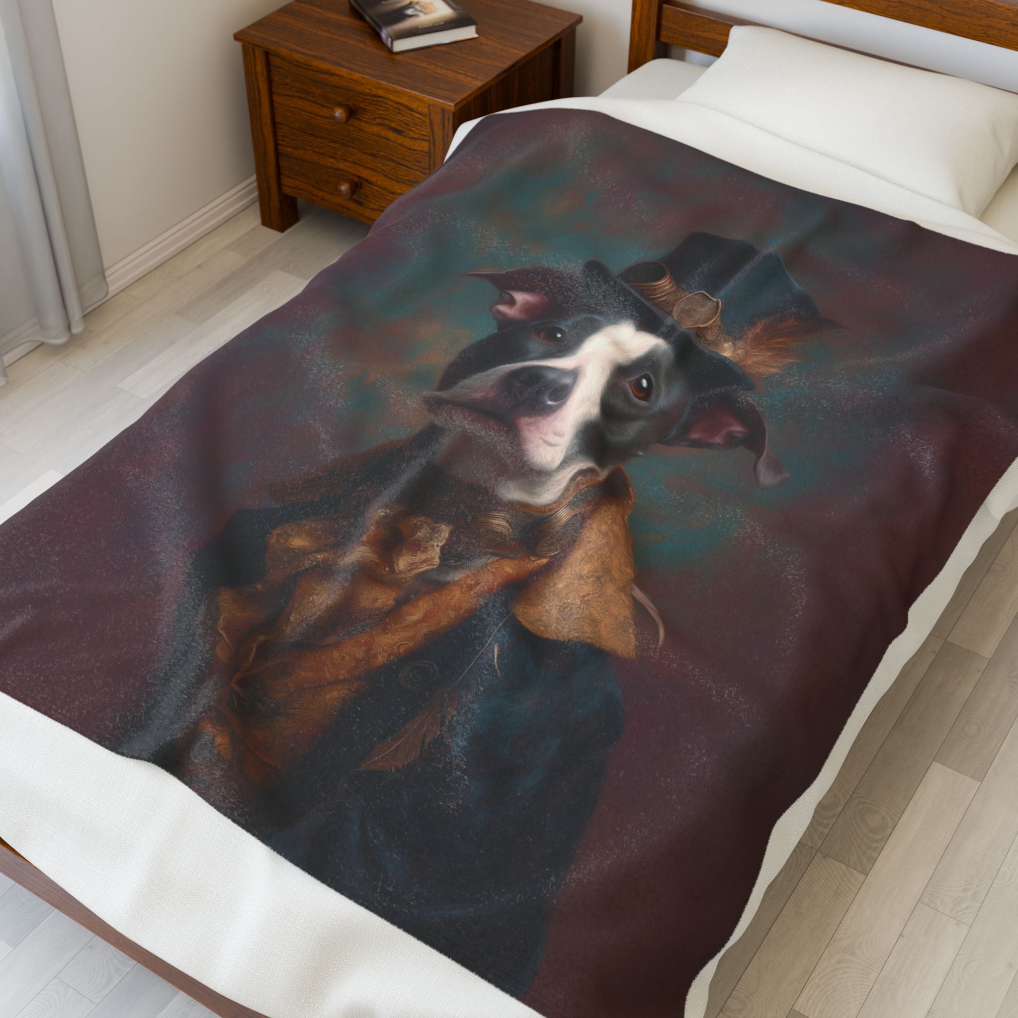 Steampunk Pit Bull Plush Blanket