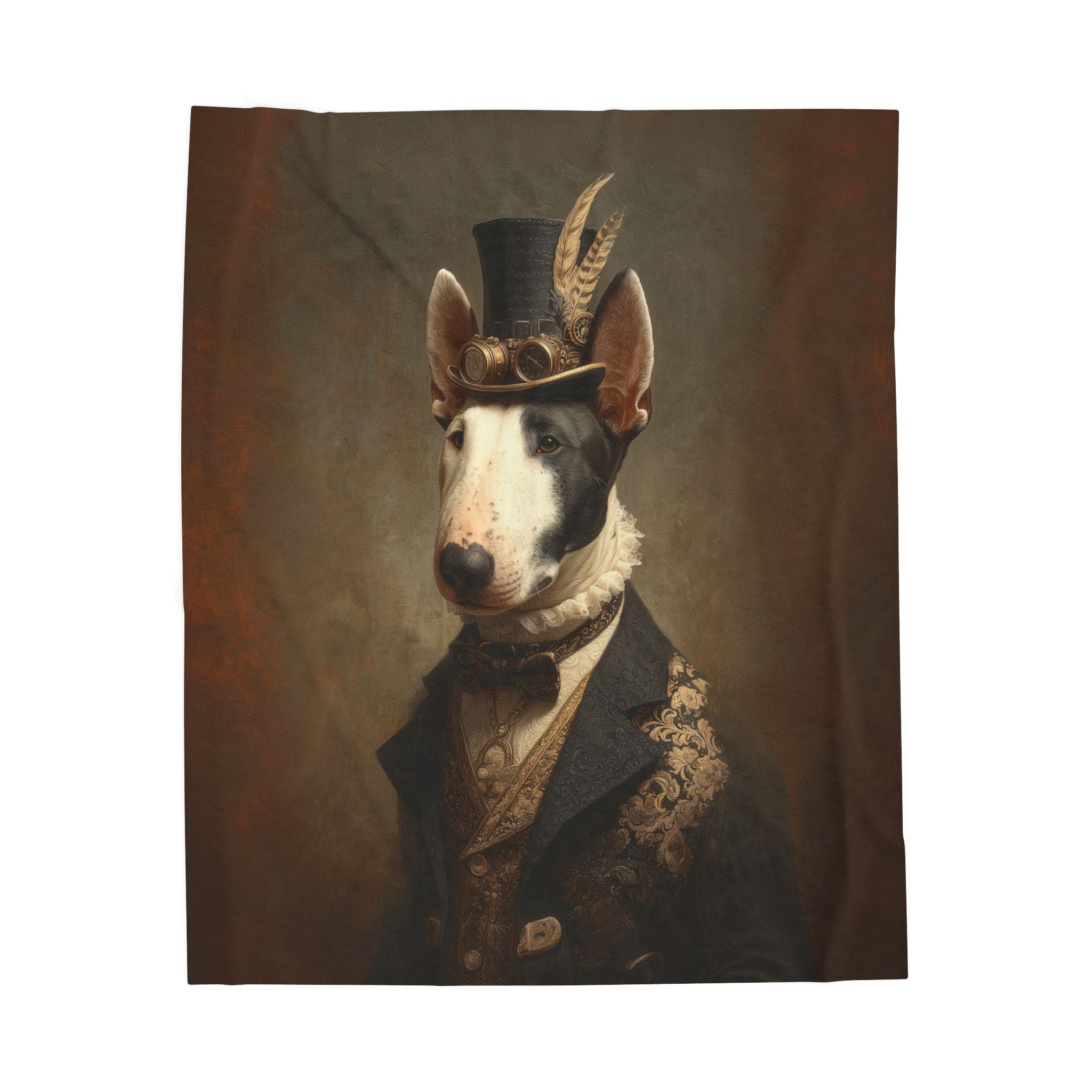 Steampunk Bull Terrier Plush Blanket