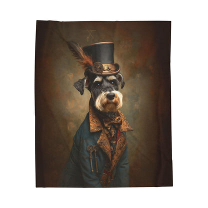 Steampunk Miniature Schnauzer Plush Blanket