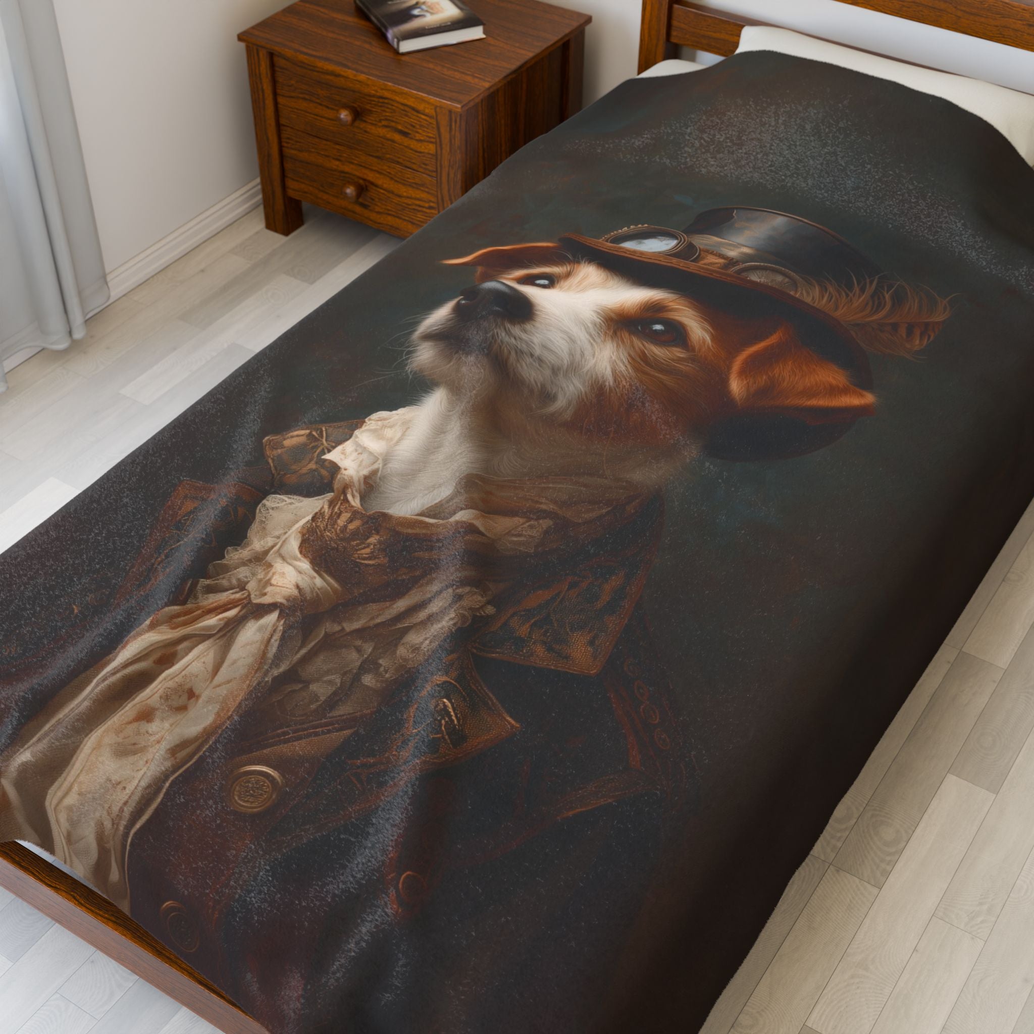 Steampunk Jack Russell Terrier Plush Blanket