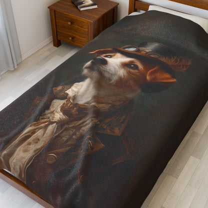 Steampunk Jack Russell Terrier Plush Blanket