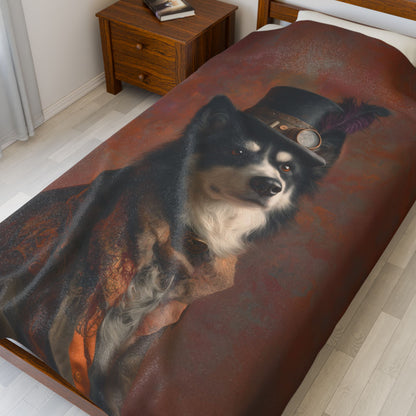 Steampunk Alaskan Malamute Plush Blanket