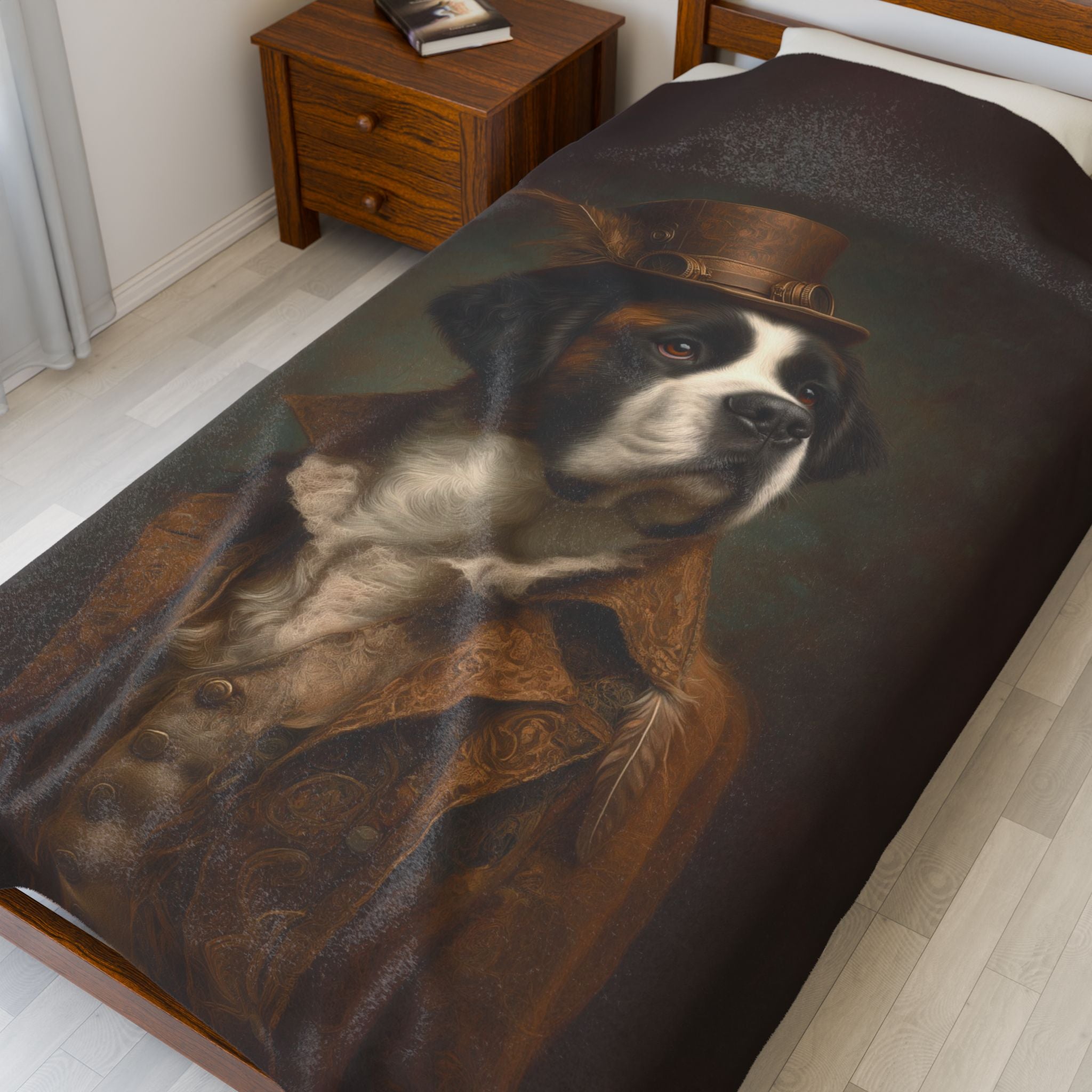 Steampunk Saint Bernard Plush Blanket