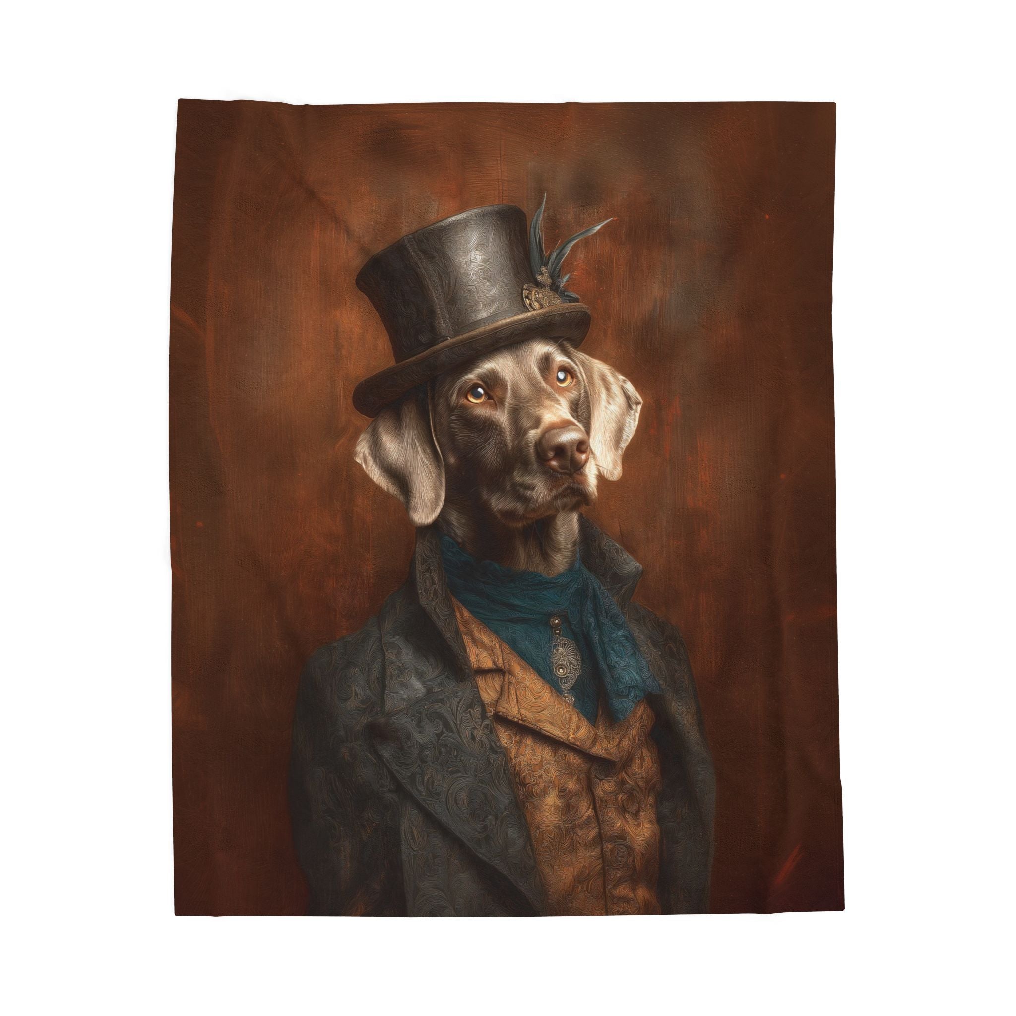 Steampunk Weimaraner Plush Blanket
