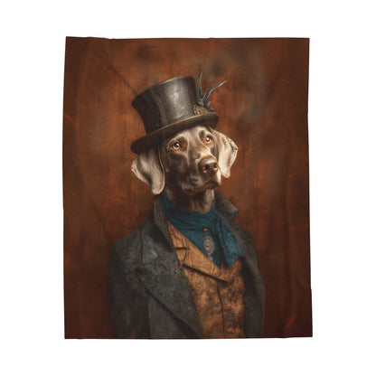 Steampunk Weimaraner Plush Blanket