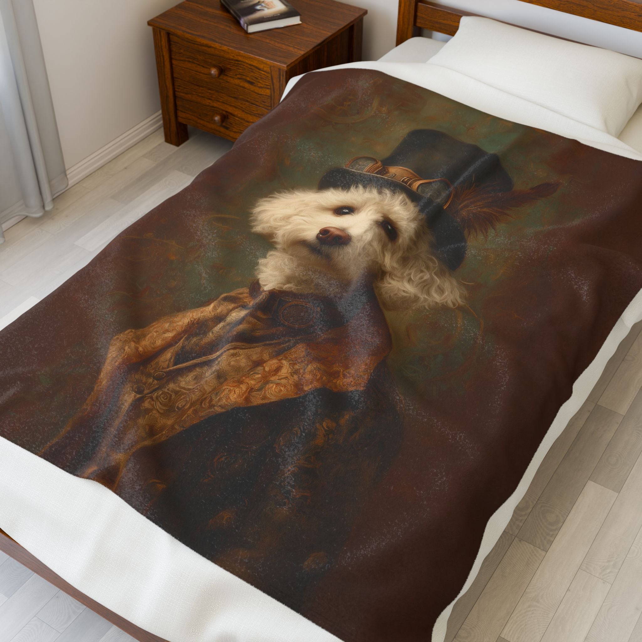 Steampunk Bichon Frise Plush Blanket