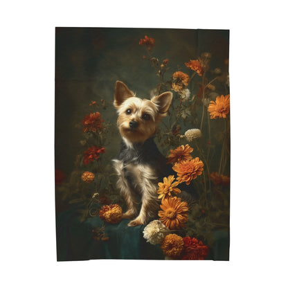 Botanical Yorkshire Terrier Plush Blanket