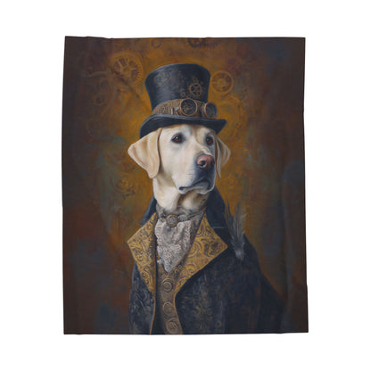 Steampunk Labrador Retriever (Yellow) Plush Blanket
