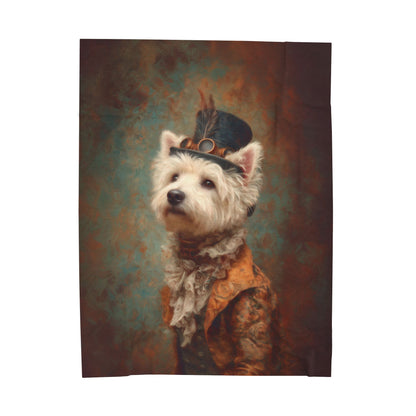 Steampunk Westie Plush Blanket