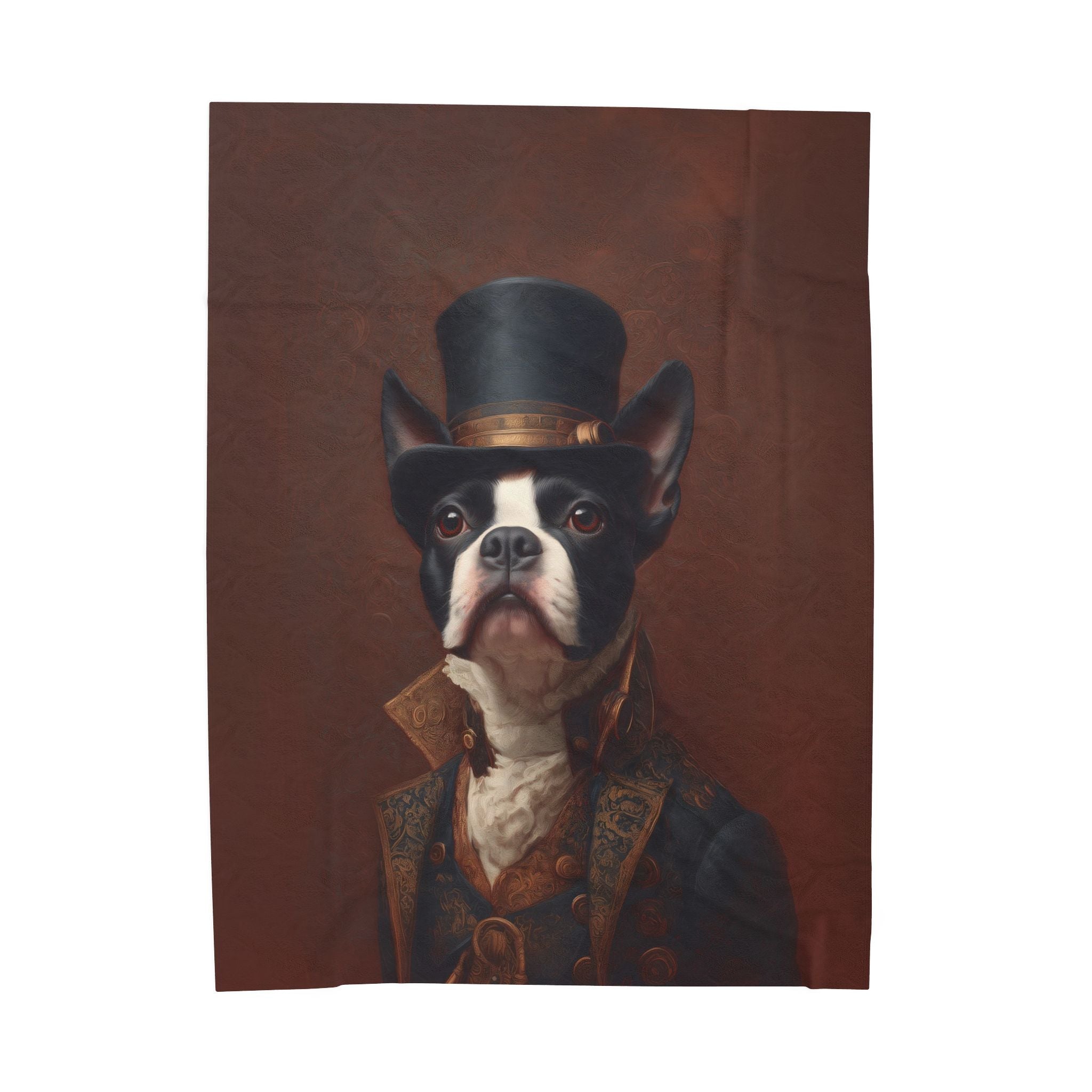 Steampunk Boston Terrier Plush Blanket