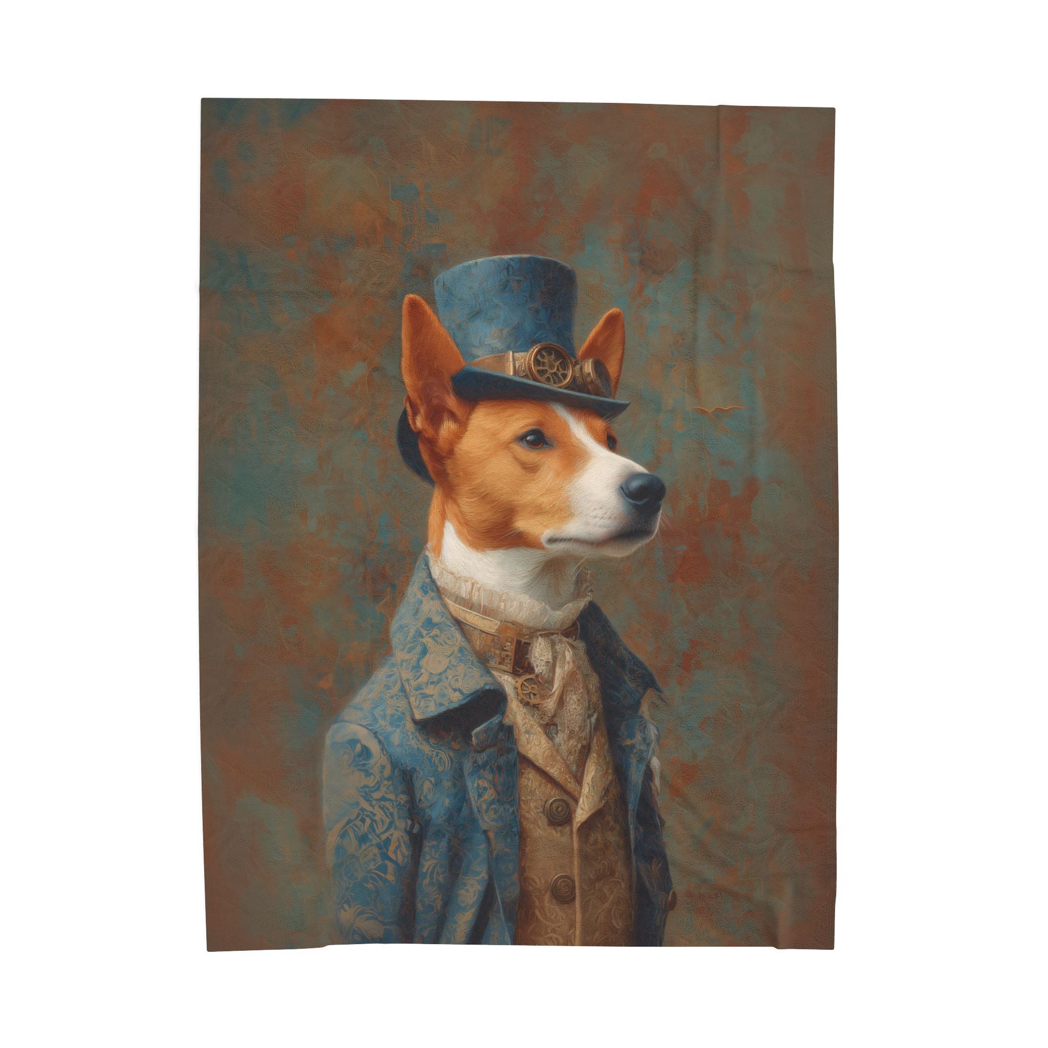 Steampunk Basenji Plush Blanket