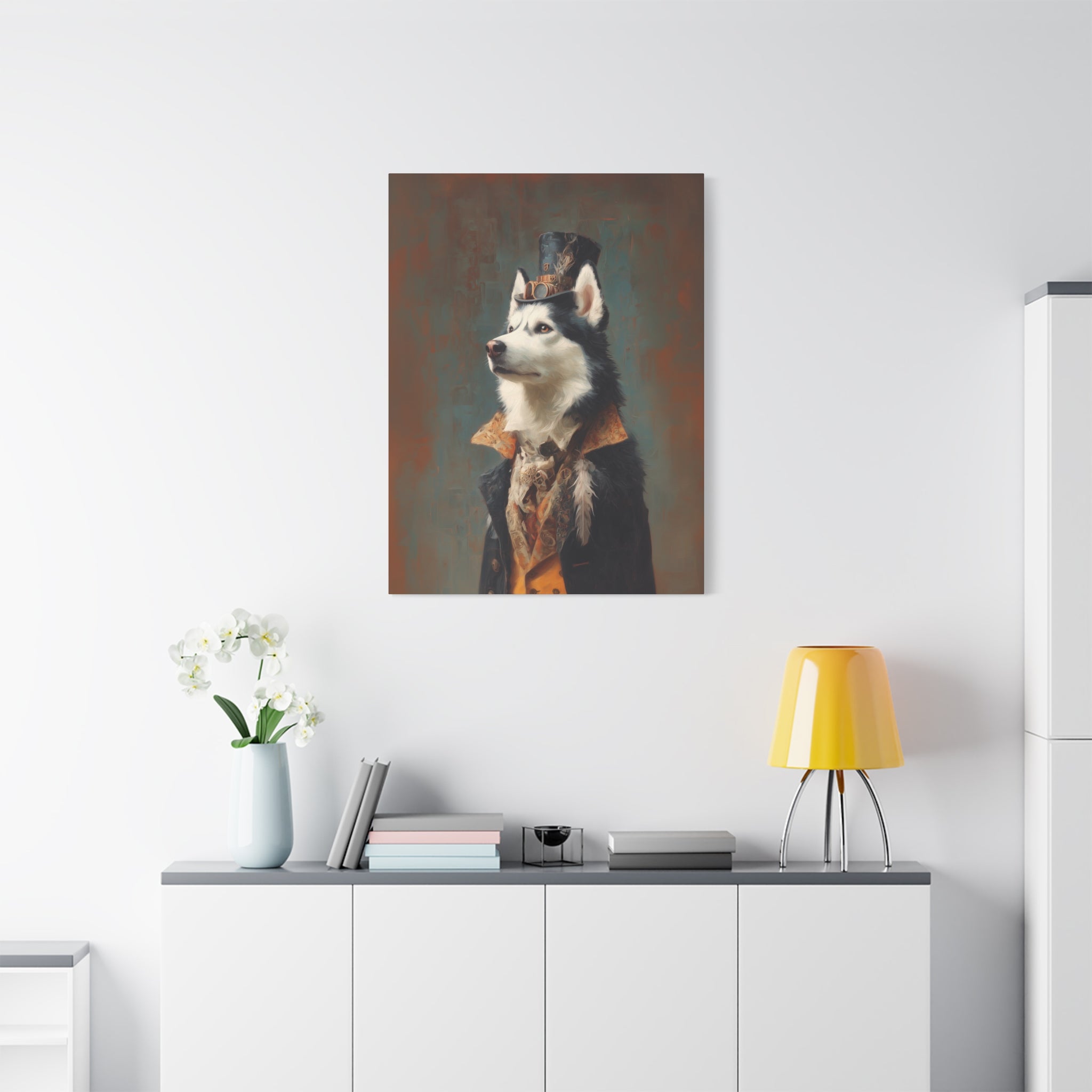 Steampunk Siberian Husky Canvas Art