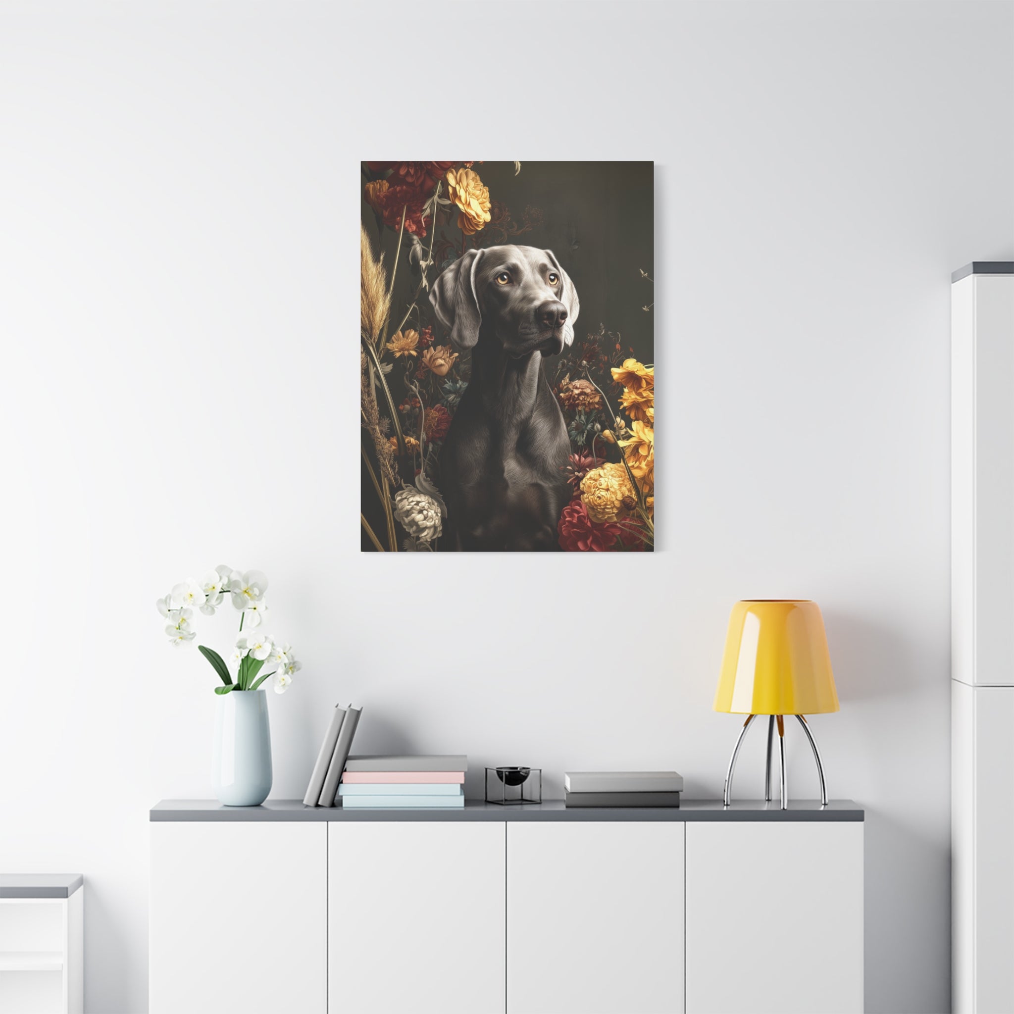 Botanical Weimaraner Canvas Art
