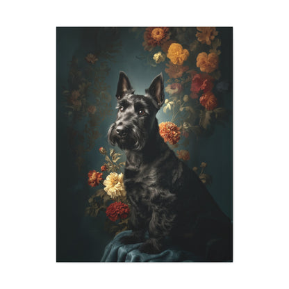 Botanical Scottish Terrier Canvas Art