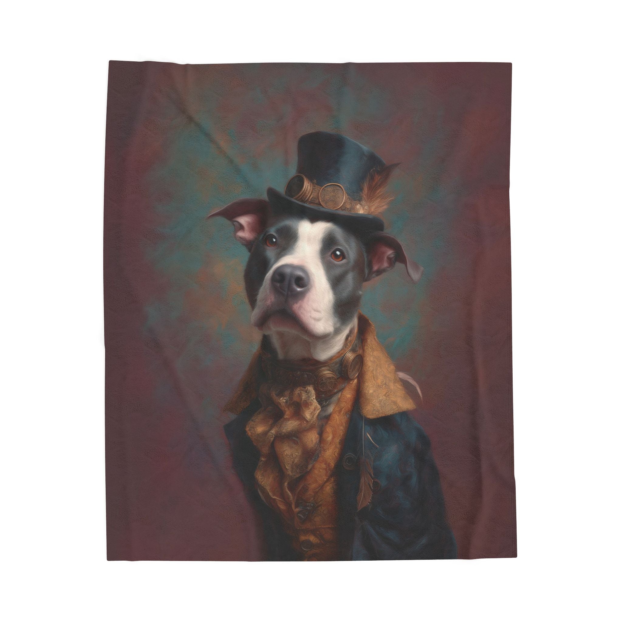 Steampunk Pit Bull Plush Blanket