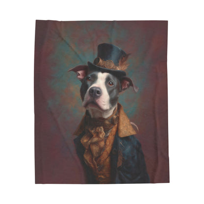 Steampunk Pit Bull Plush Blanket