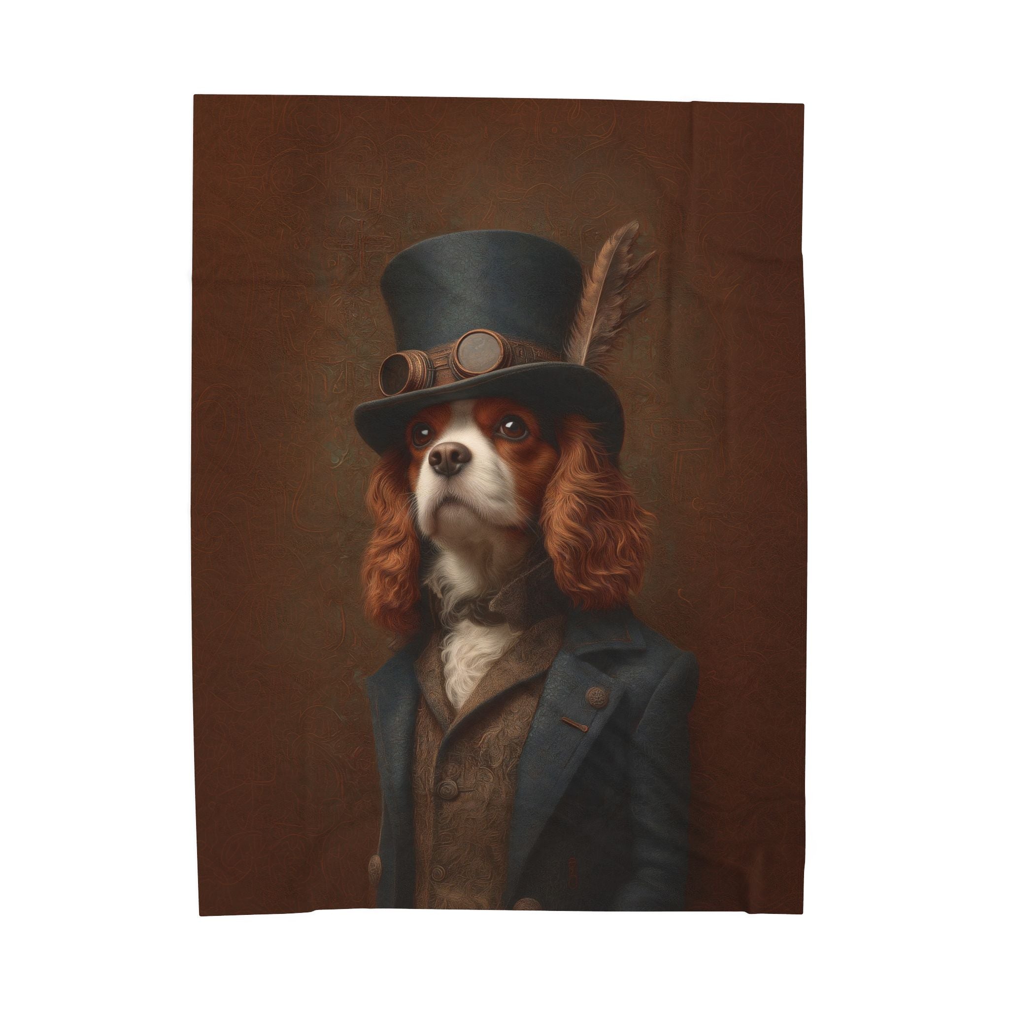 Steampunk Cavalier King Charles Spaniel Plush Blanket