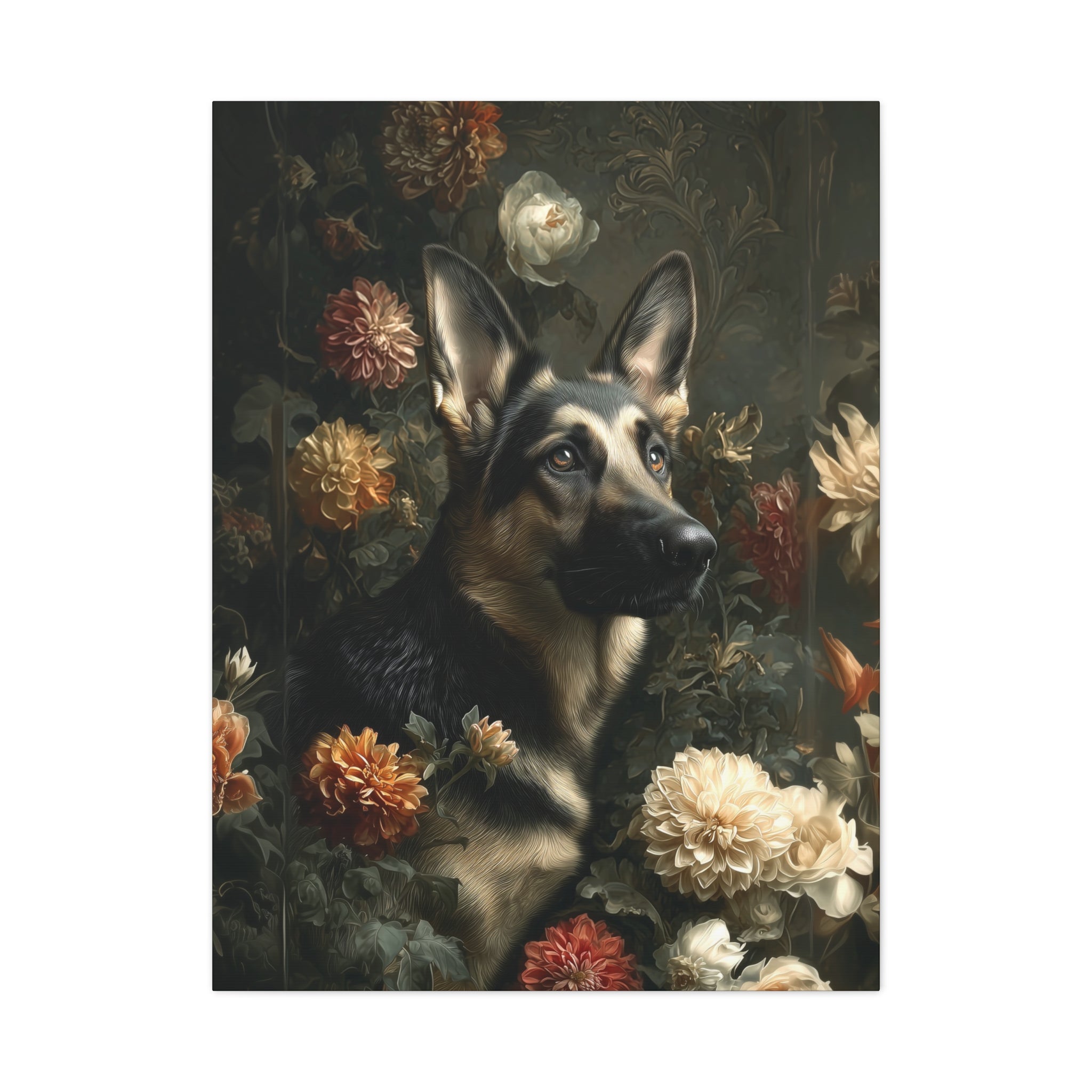 Botanical German Shepherd Canvas Art