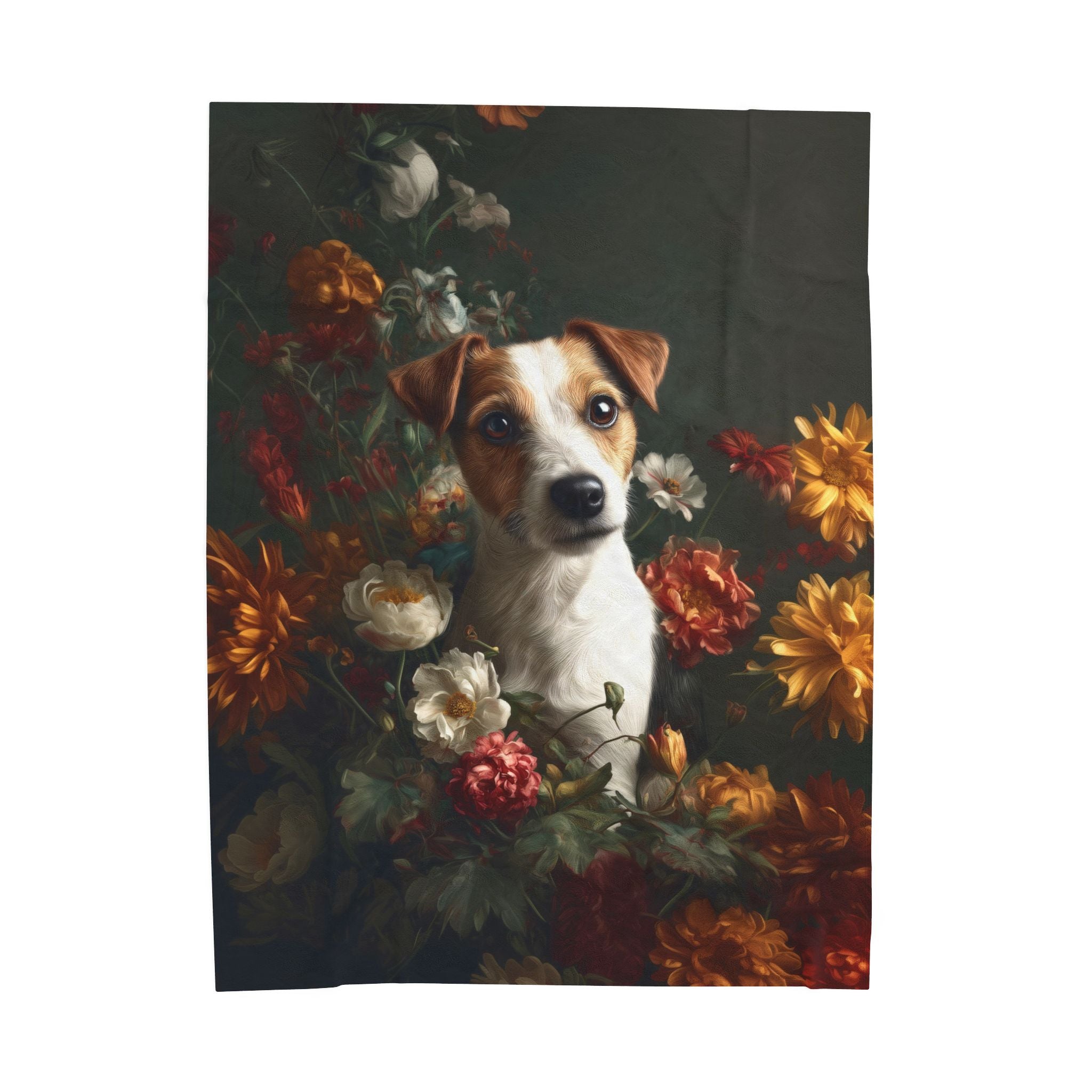 Botanical Jack Russell Terrier Plush Blanket