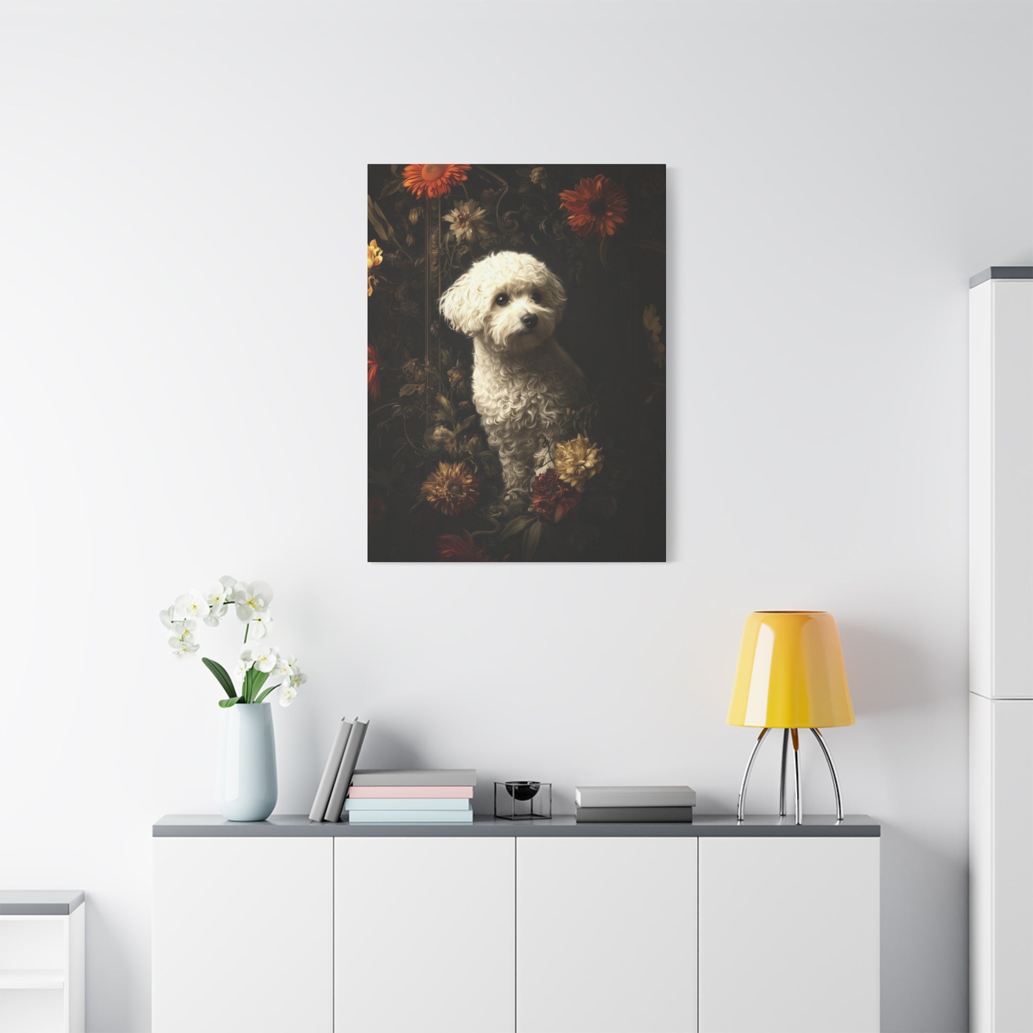 Botanical Bichon Frise Canvas Art