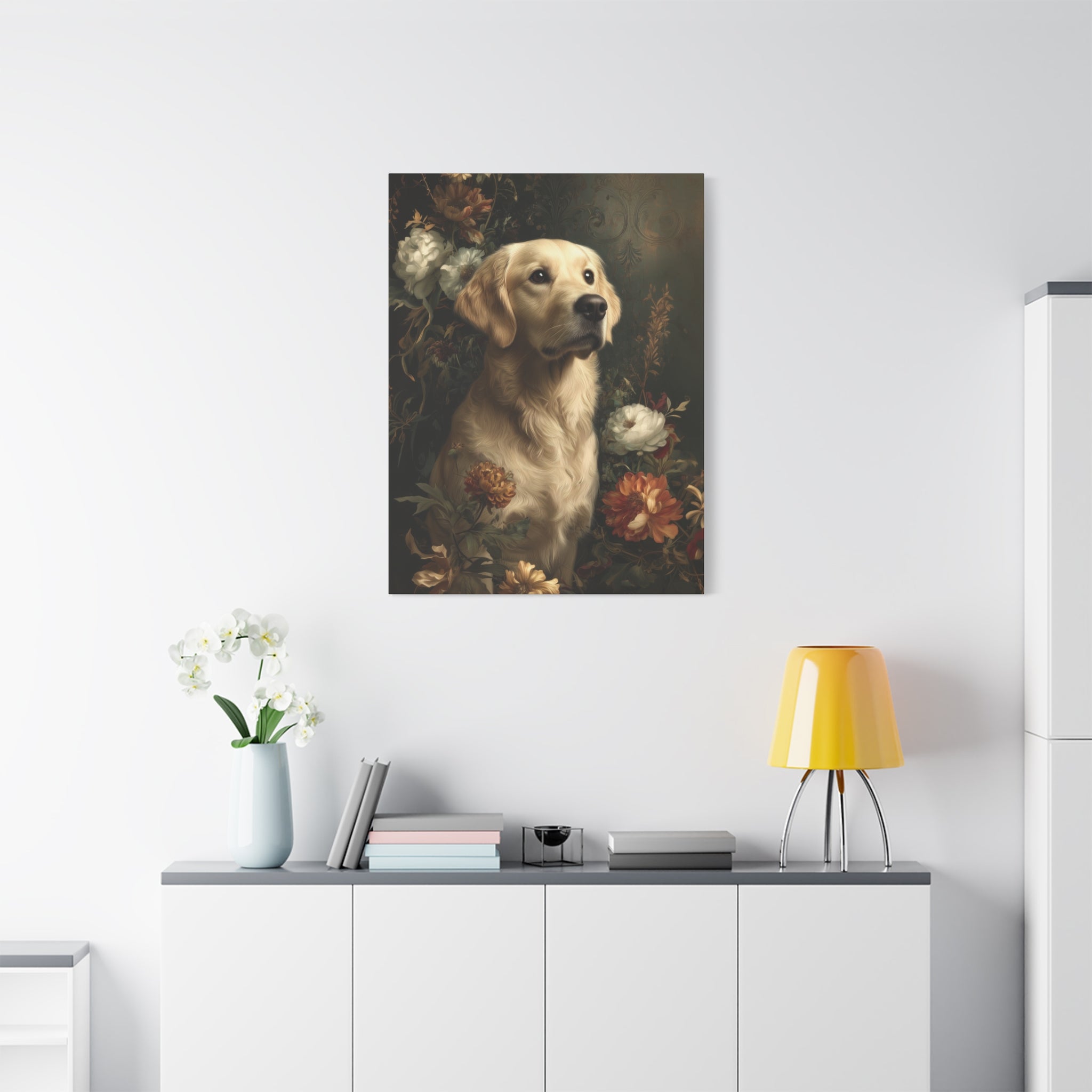 Botanical Golden Retriever Canvas Art