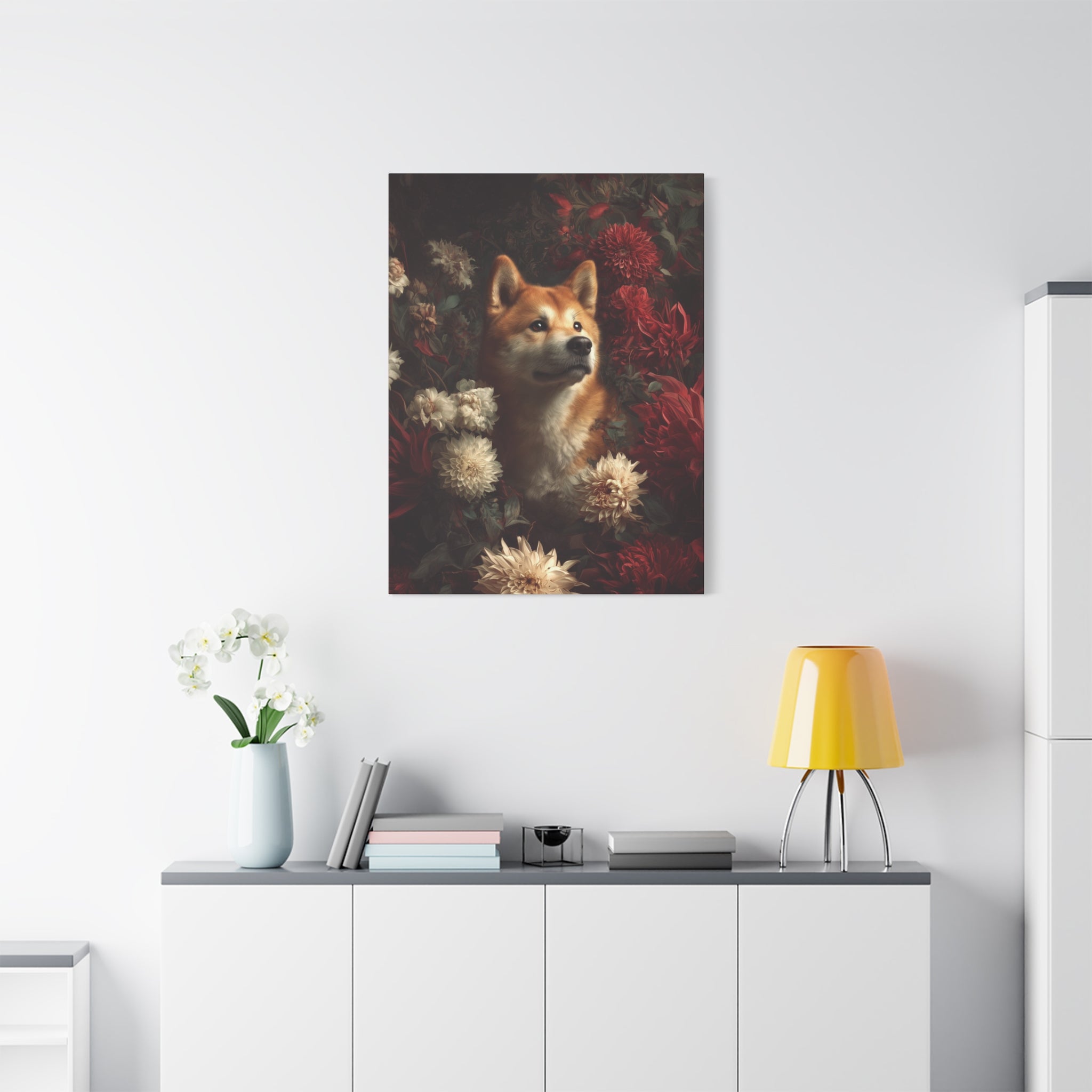 Botanical Akita Canvas Art