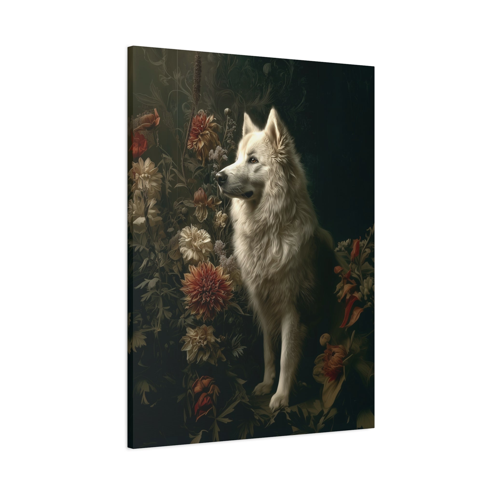 Botanical Samoyed Canvas Art