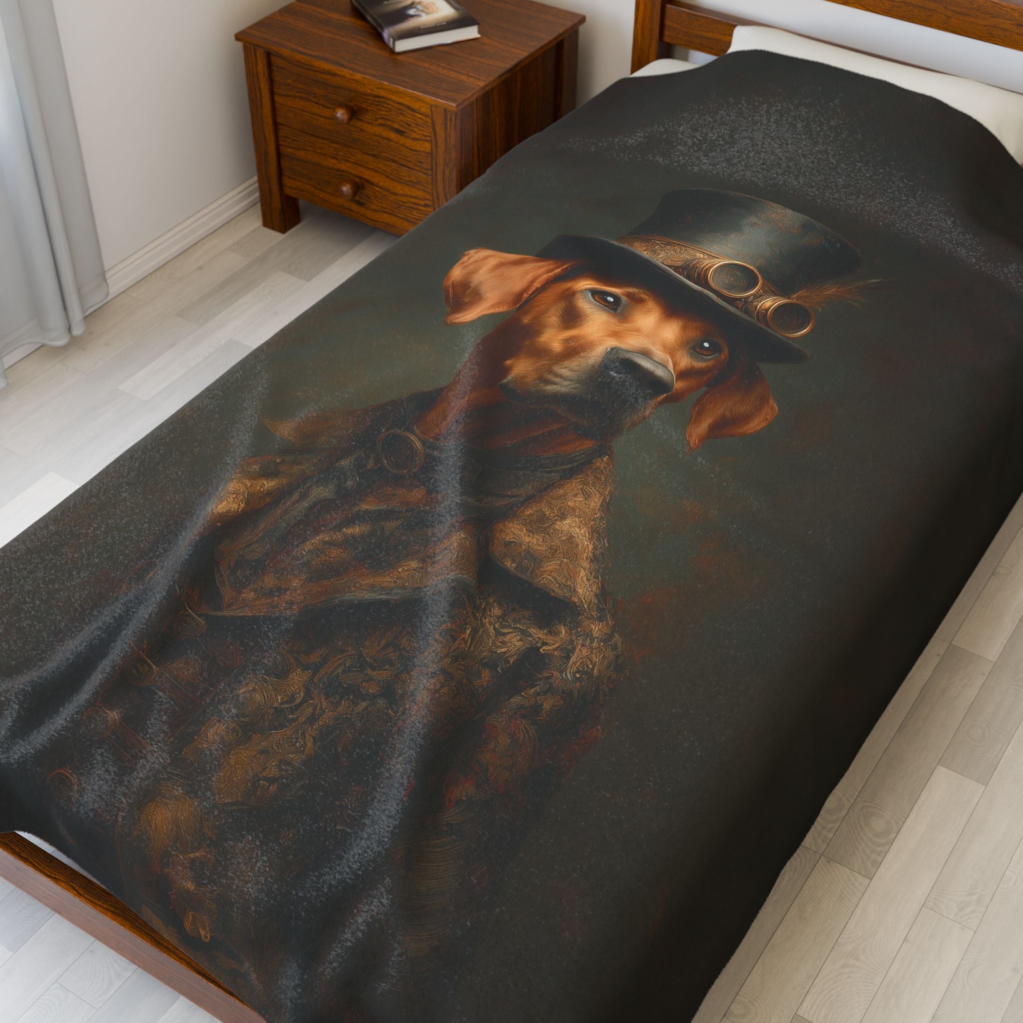 Steampunk Rhodesian Ridgeback Plush Blanket