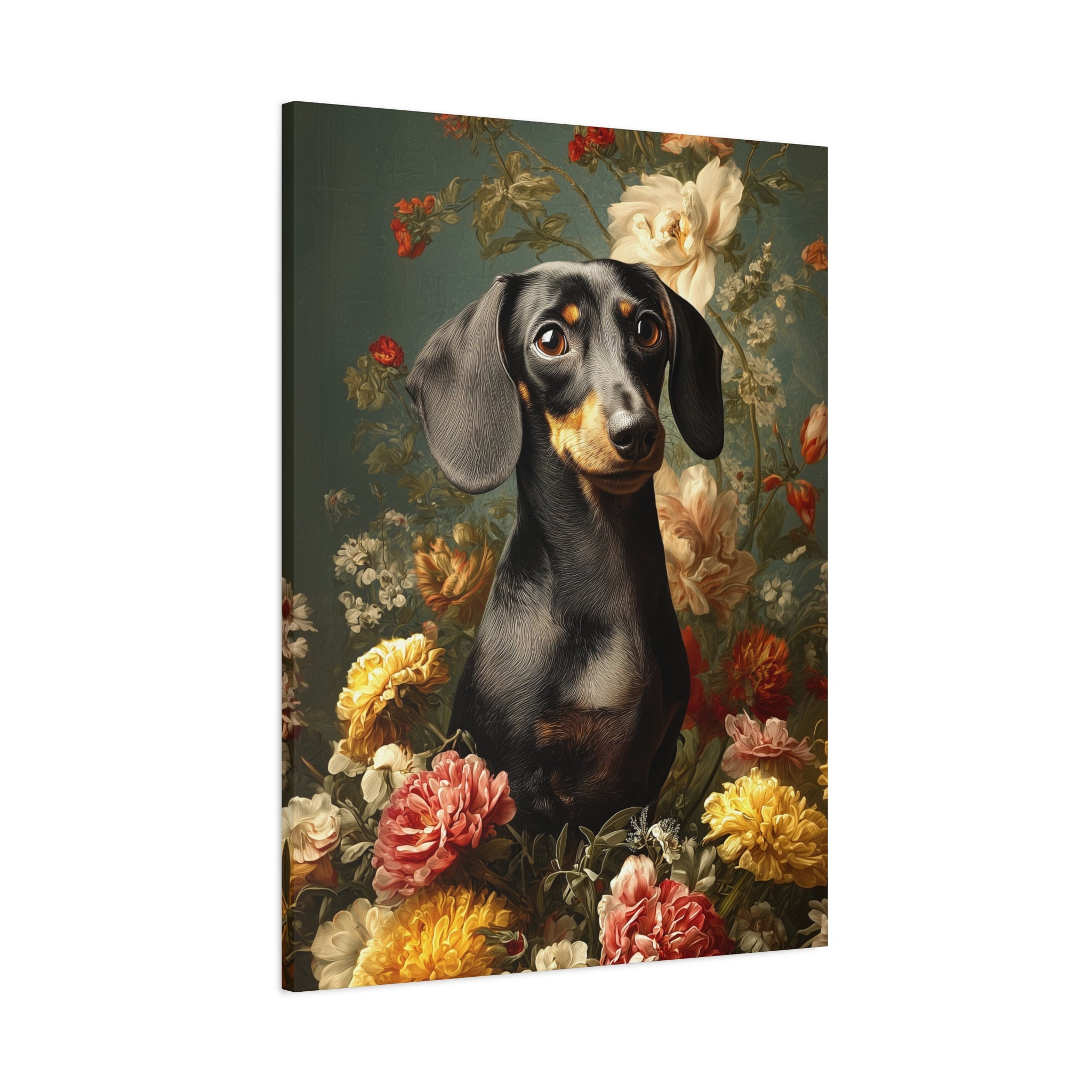 Botanical Dachshund Canvas Art