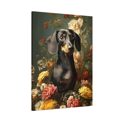 Botanical Dachshund Canvas Art