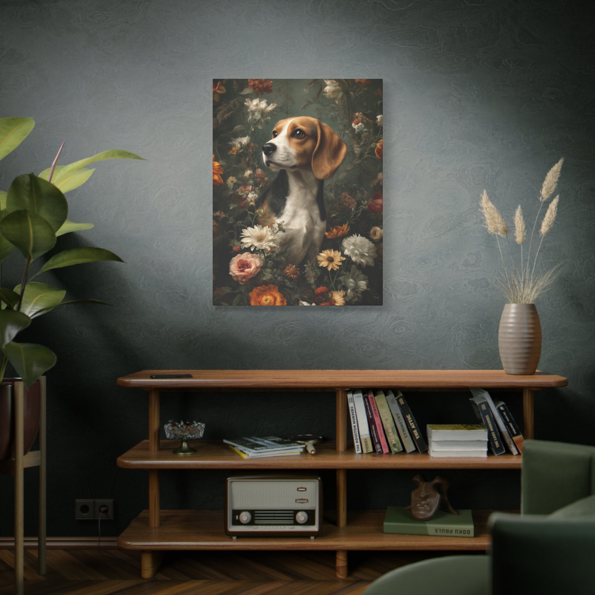 Botanical Beagle Canvas Art