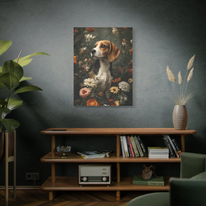 Botanical Beagle Canvas Art