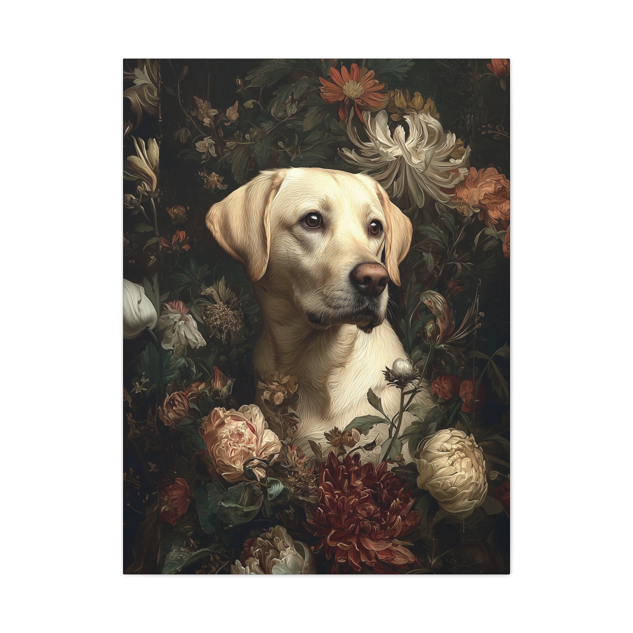 Botanical Labrador Retriever (Yellow) Canvas Art