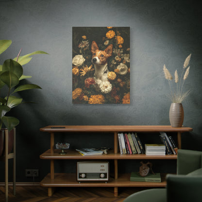 Botanical Basenji Canvas Art