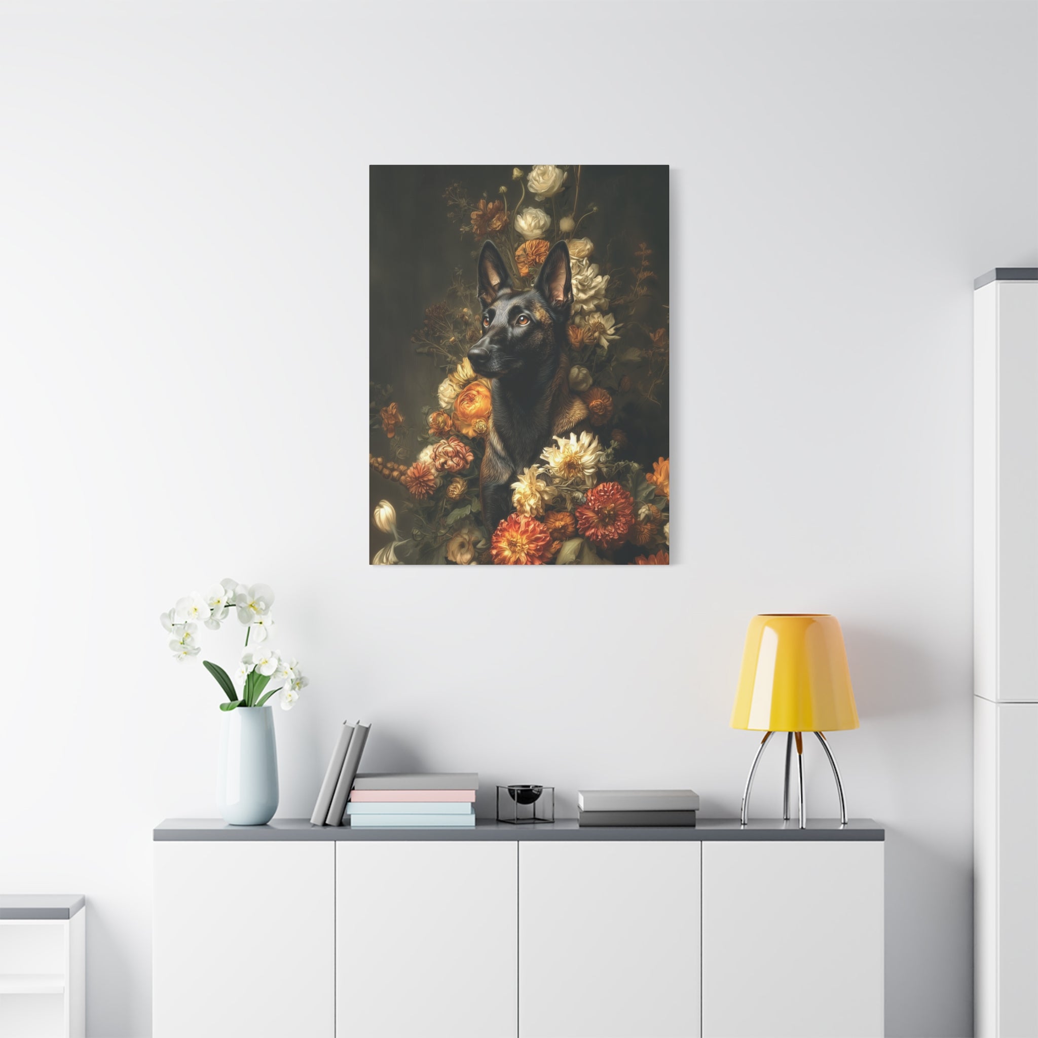Botanical Belgian Malinois Canvas Art