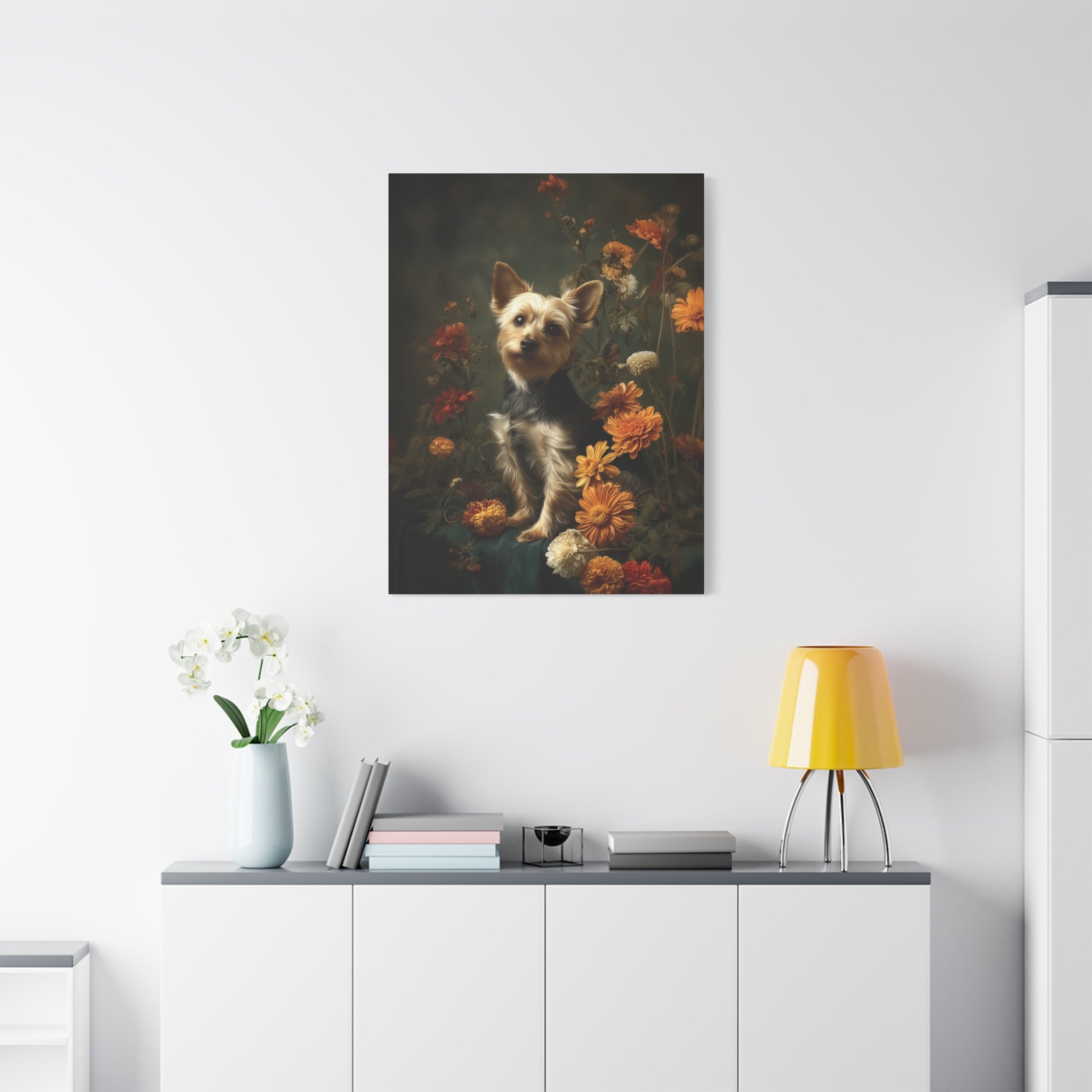 Botanical Yorkshire Terrier Canvas Art