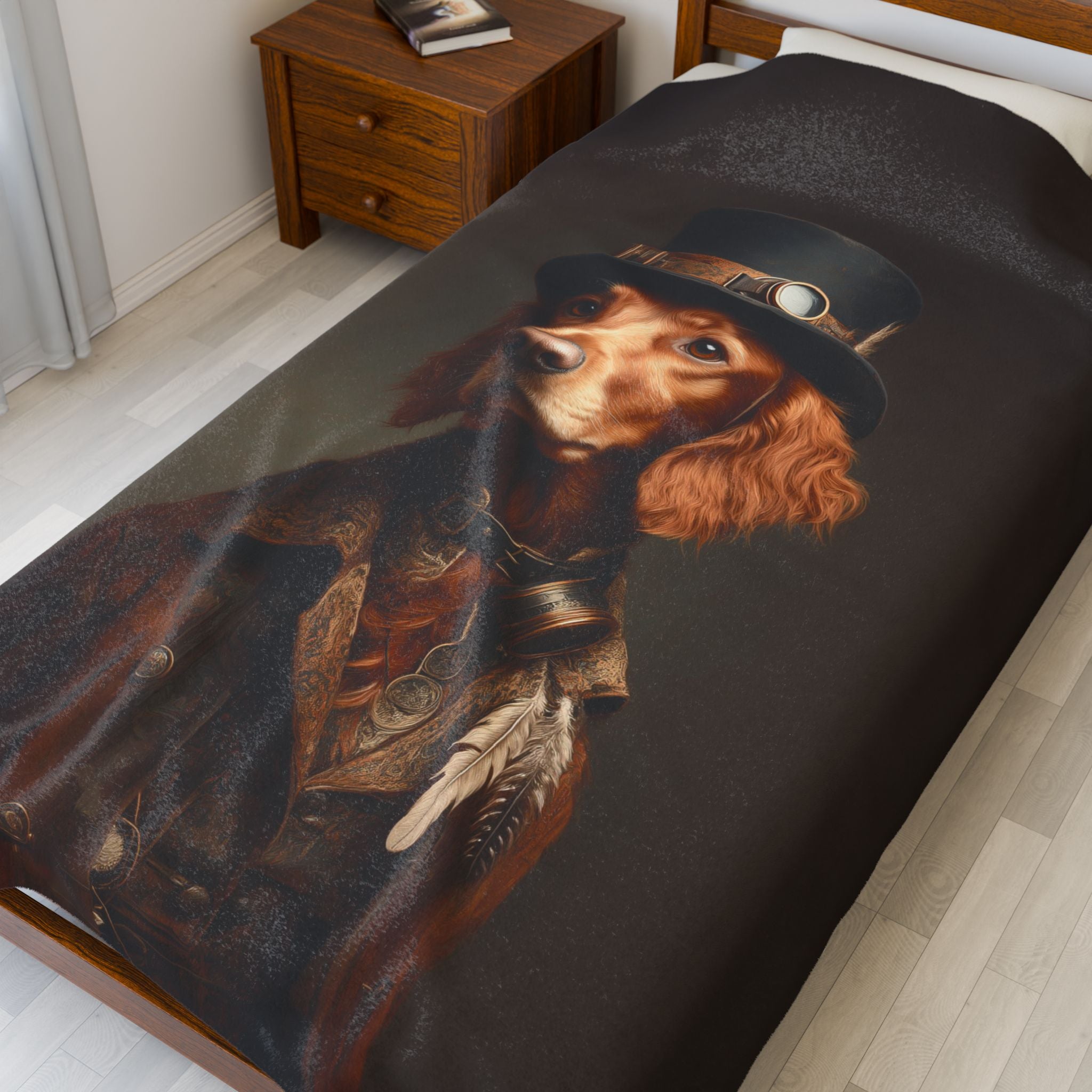 Steampunk Irish Setter Plush Blanket