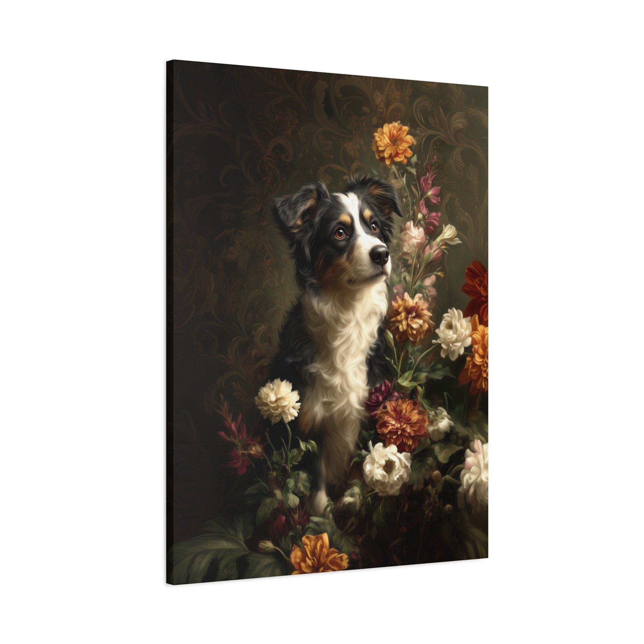 Botanical Australian Shepherd Canvas Art